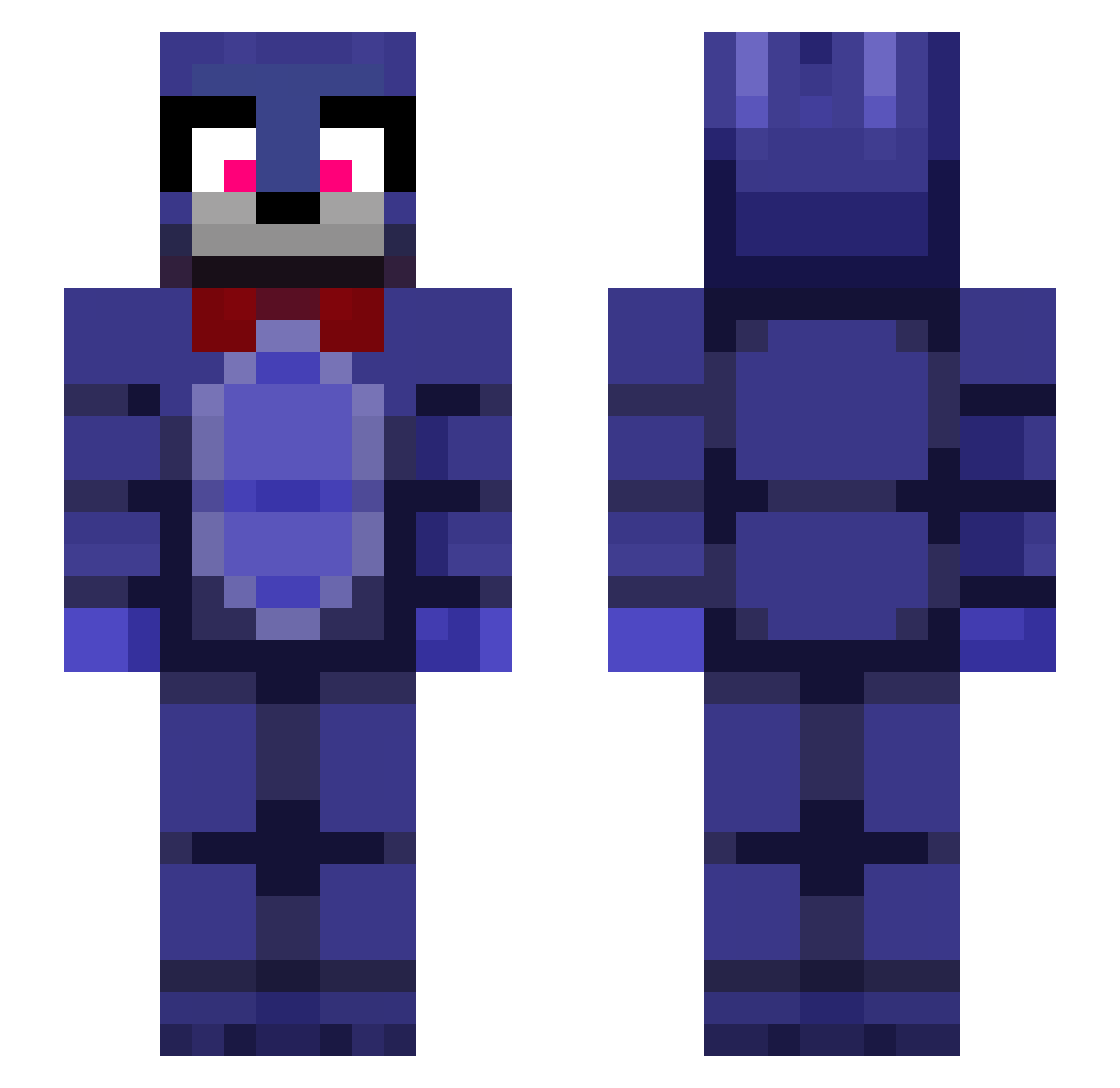 SimSlq Minecraft skin, front and back view