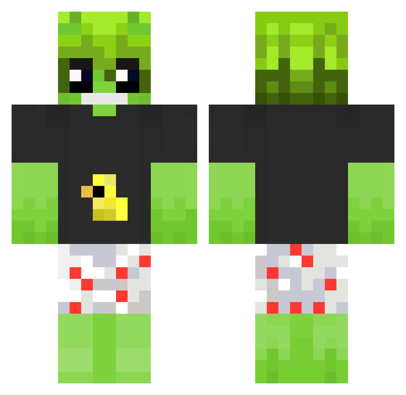ElRiquez Minecraft skin, front and back view