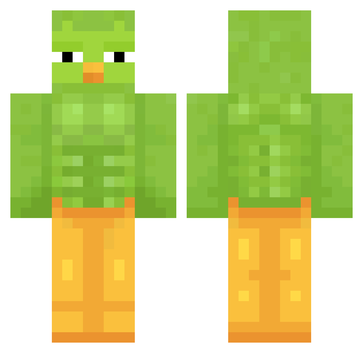 Nikk01 Minecraft skin, front and back view