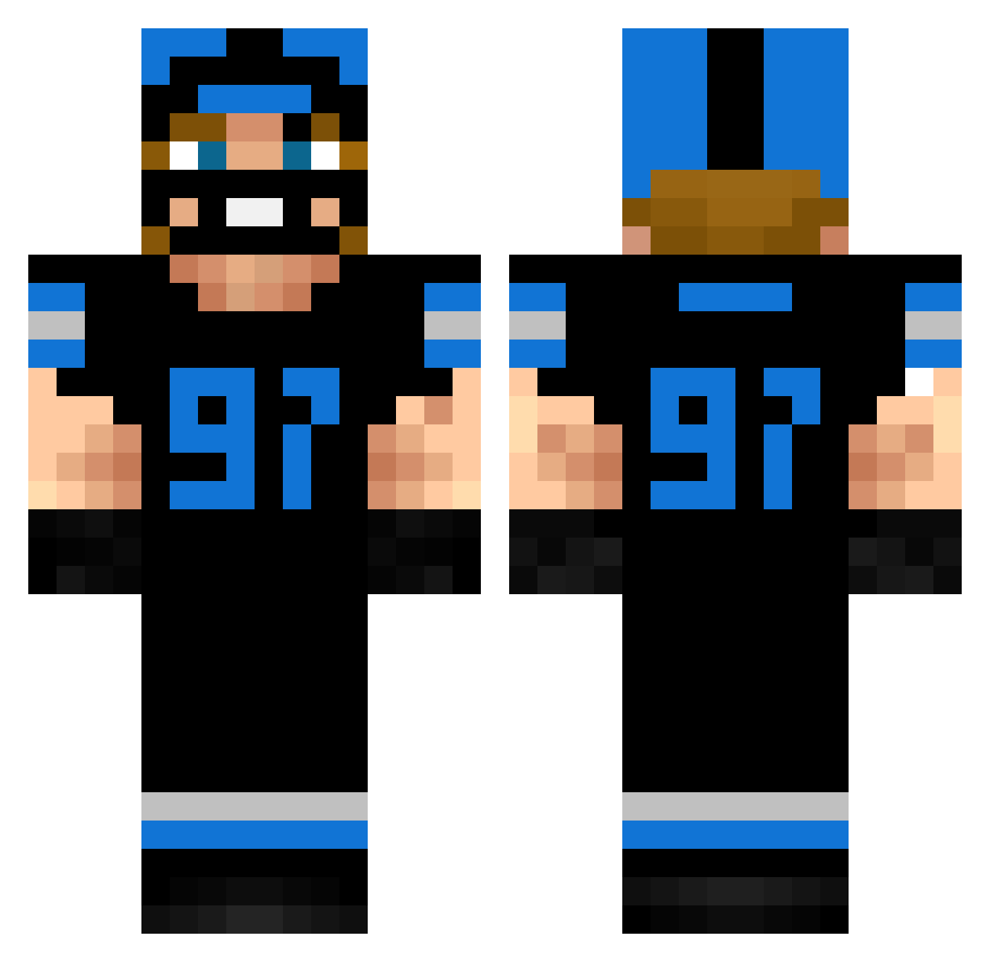 Sleepypup13 Minecraft skin, front and back view