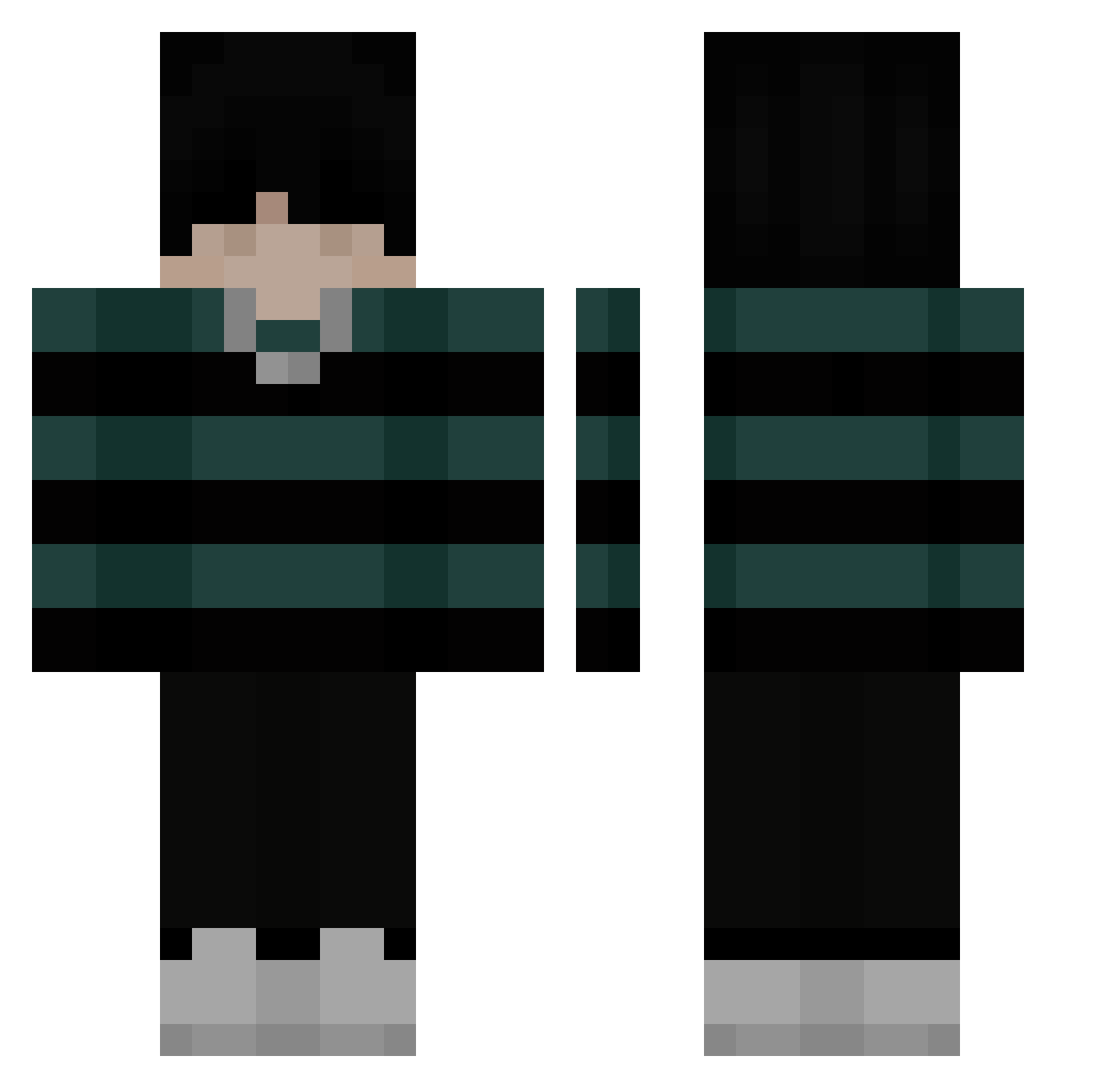 LucE_be Minecraft skin, front and back view