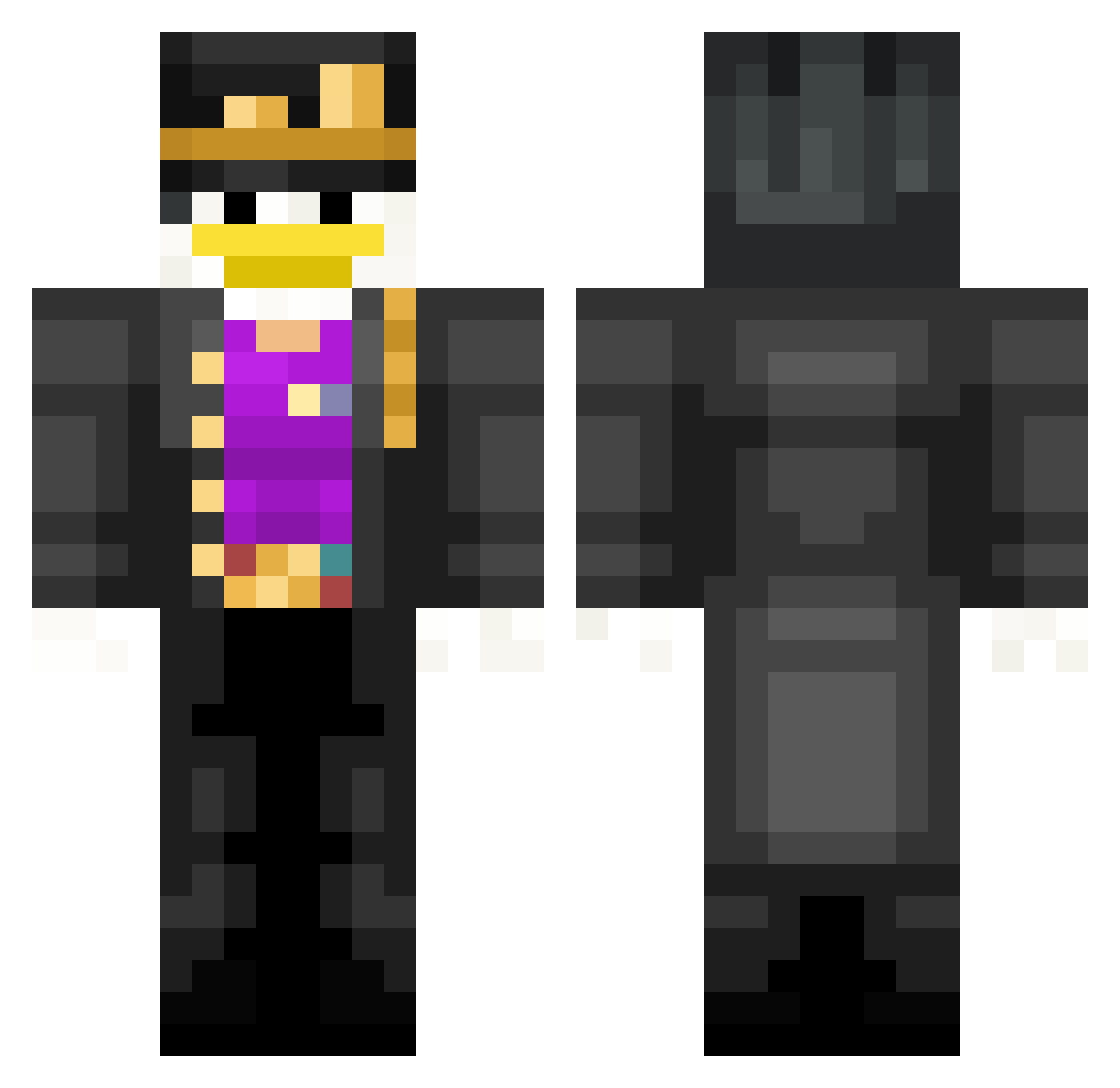 Killerboom99 Minecraft skin, front and back view