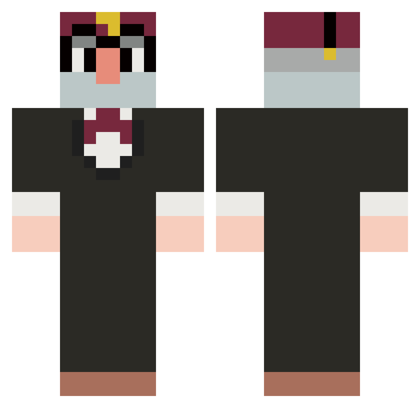 EnglishPackets Minecraft skin, front and back view