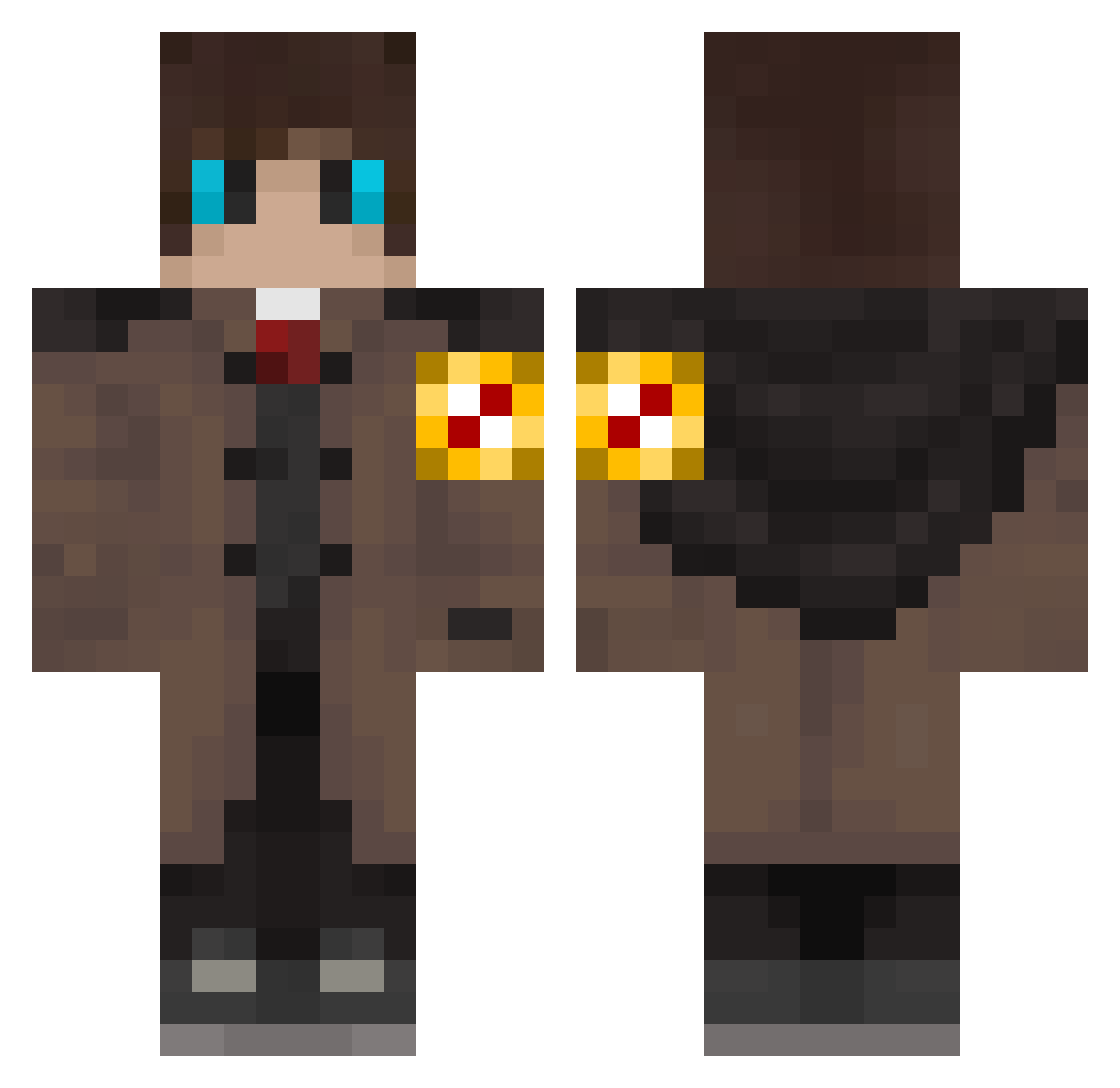 Eggio69 Minecraft skin, front and back view