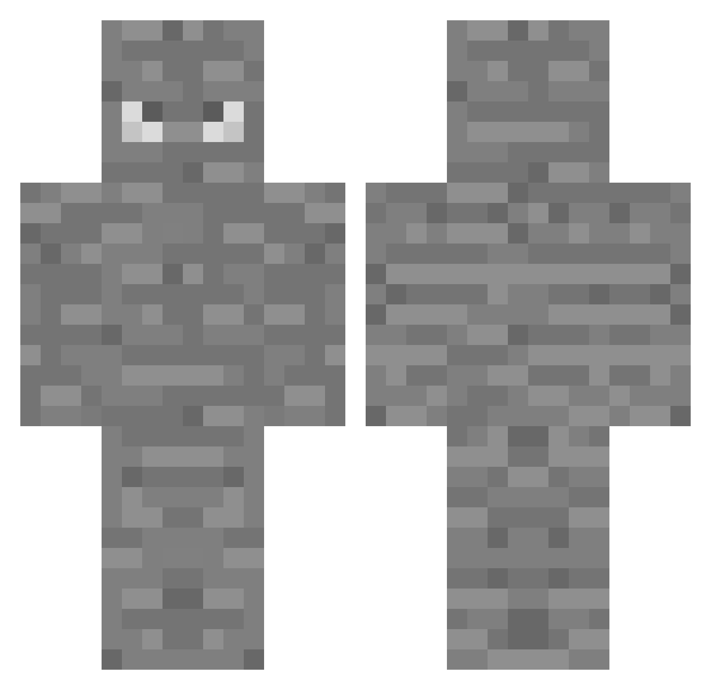 Notchzilla Minecraft skin, front and back view