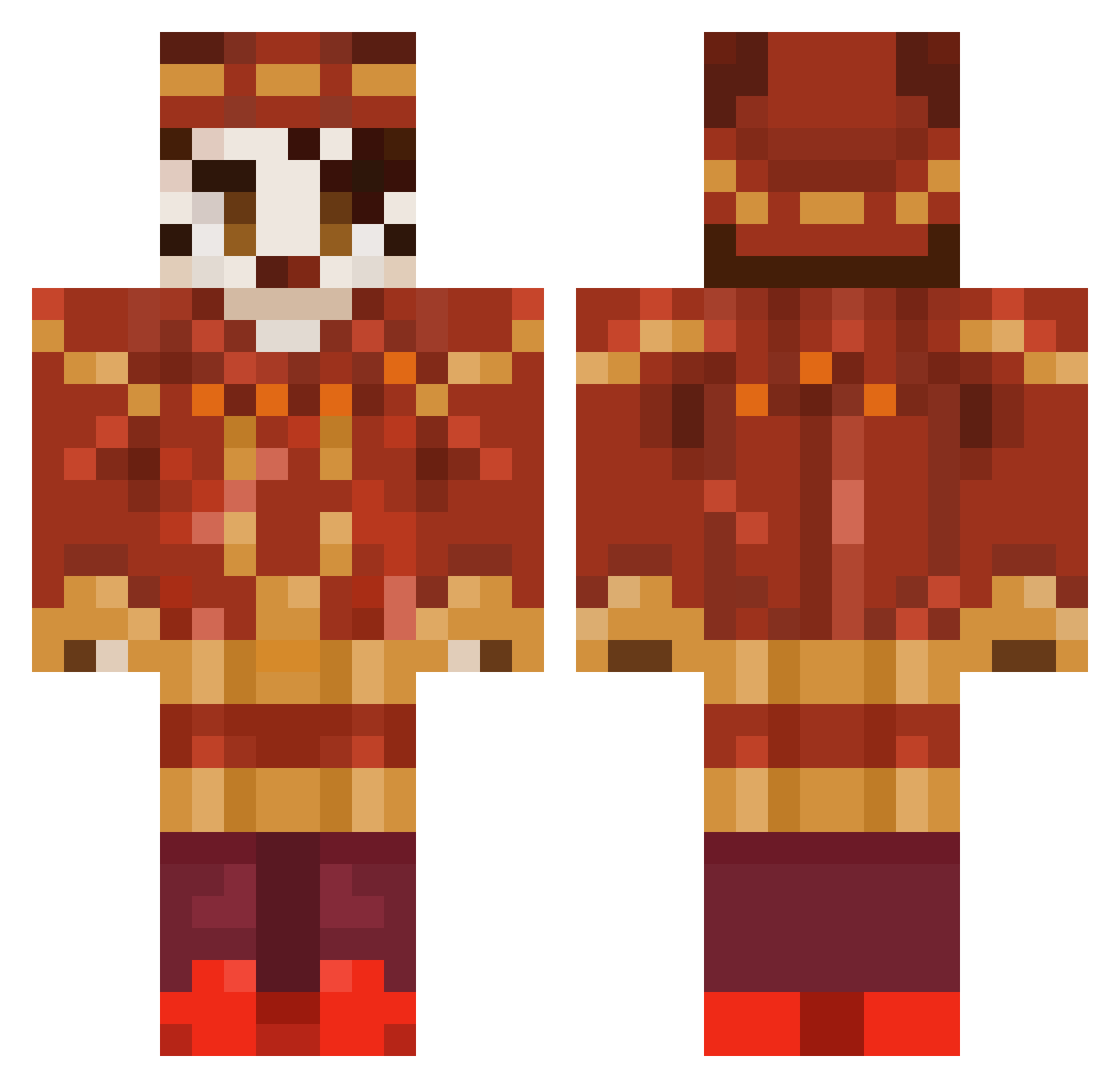 Vedite Minecraft skin, front and back view