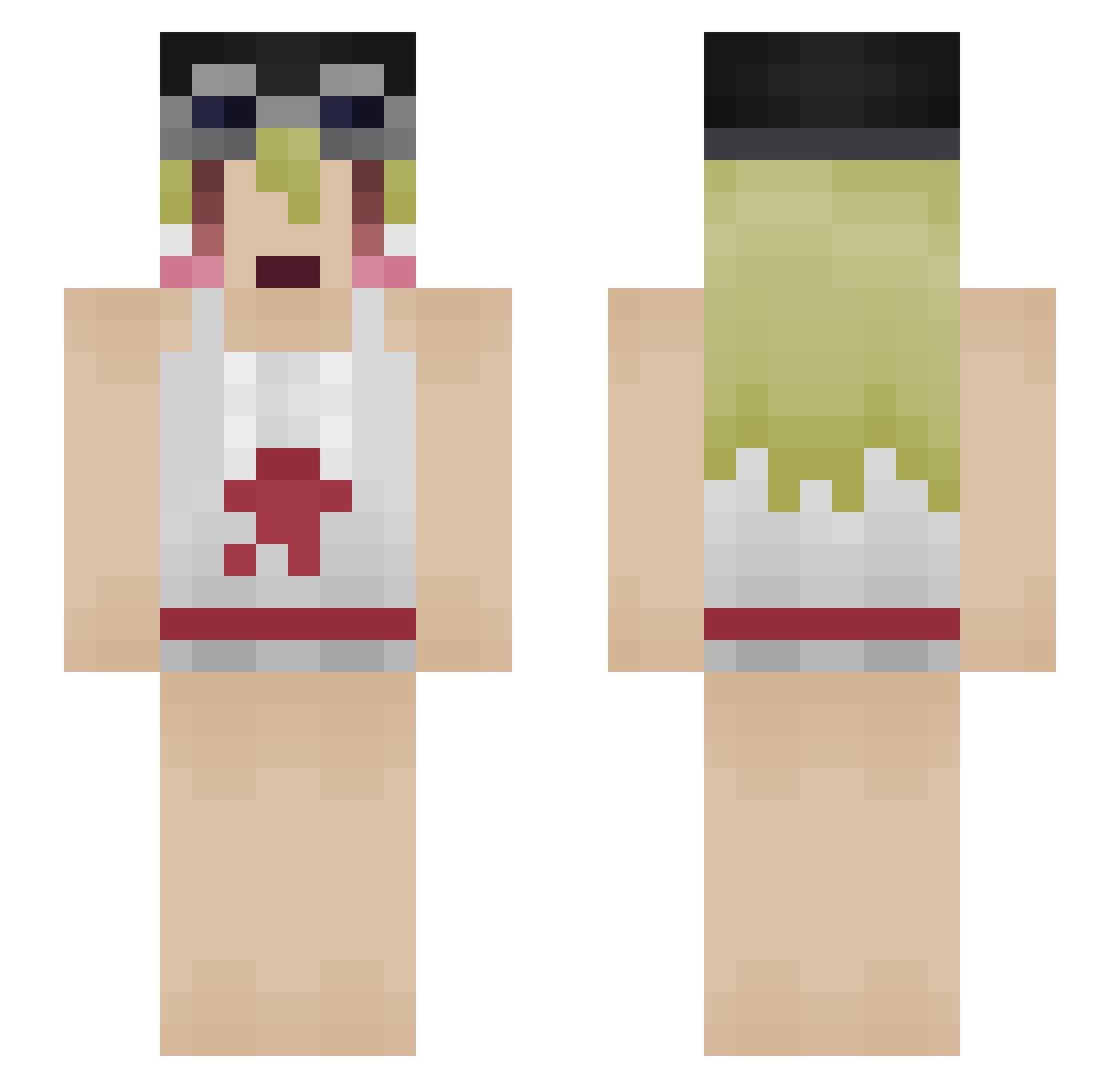 Duralumin Minecraft skin, front and back view