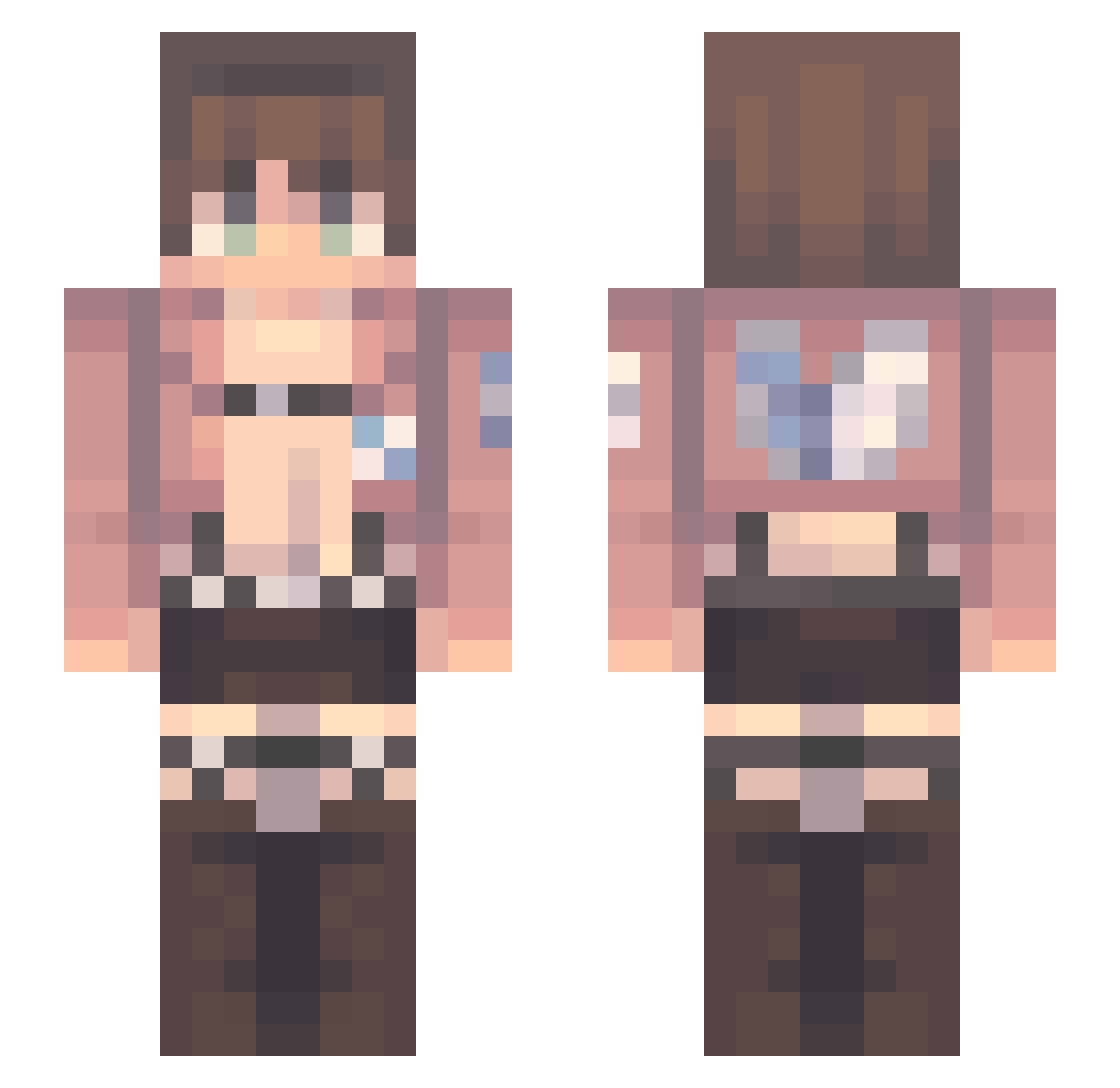 outgrows Minecraft skin, front and back view