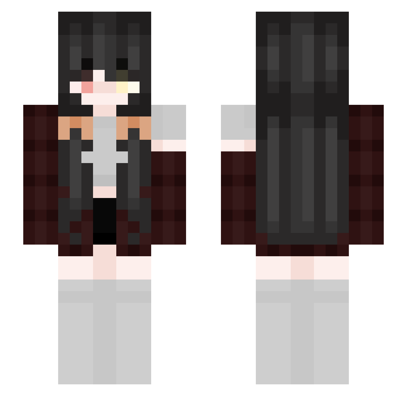 velyann Minecraft skin, front and back view