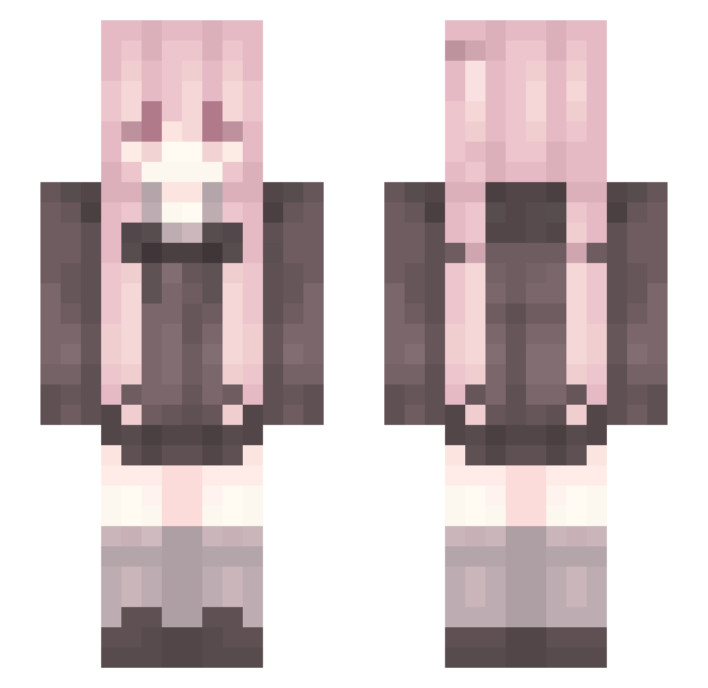 PinkShark_10 Minecraft skin, front and back view