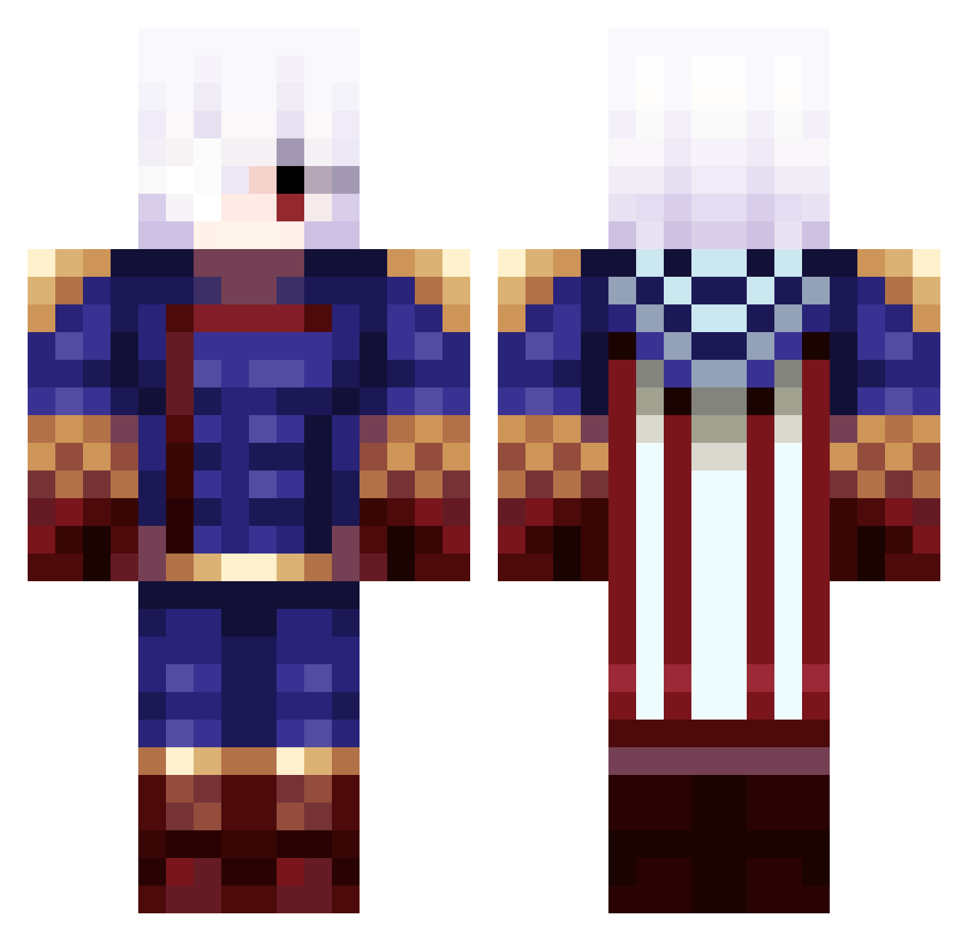Exorned Minecraft skin, front and back view