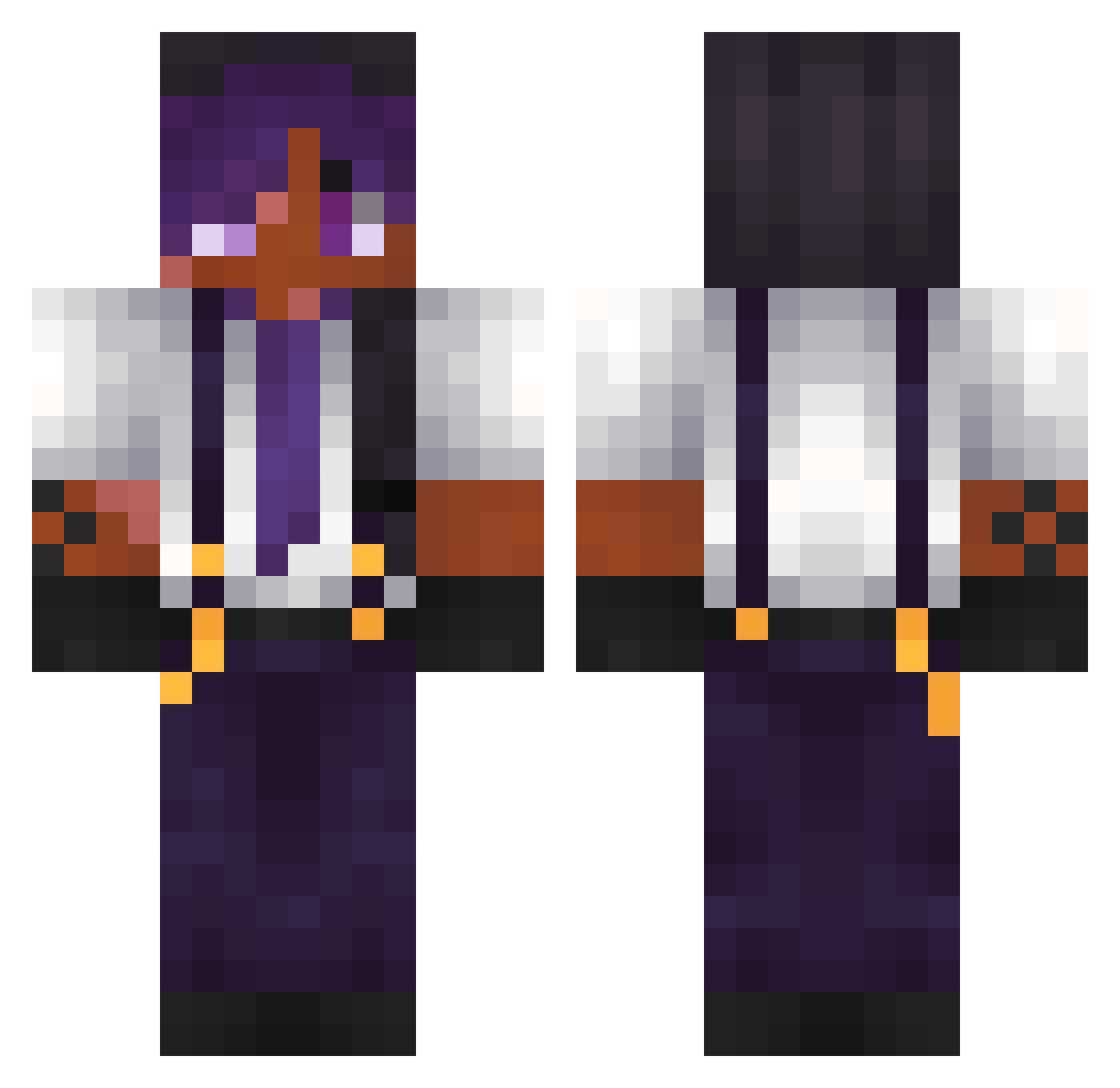 ashswagg Minecraft skin, front and back view