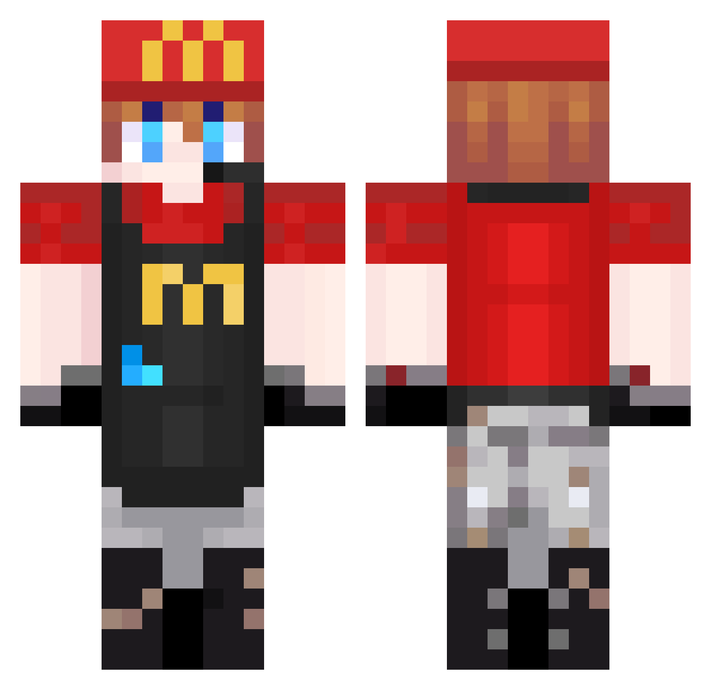 aj4xxx Minecraft skin, front and back view