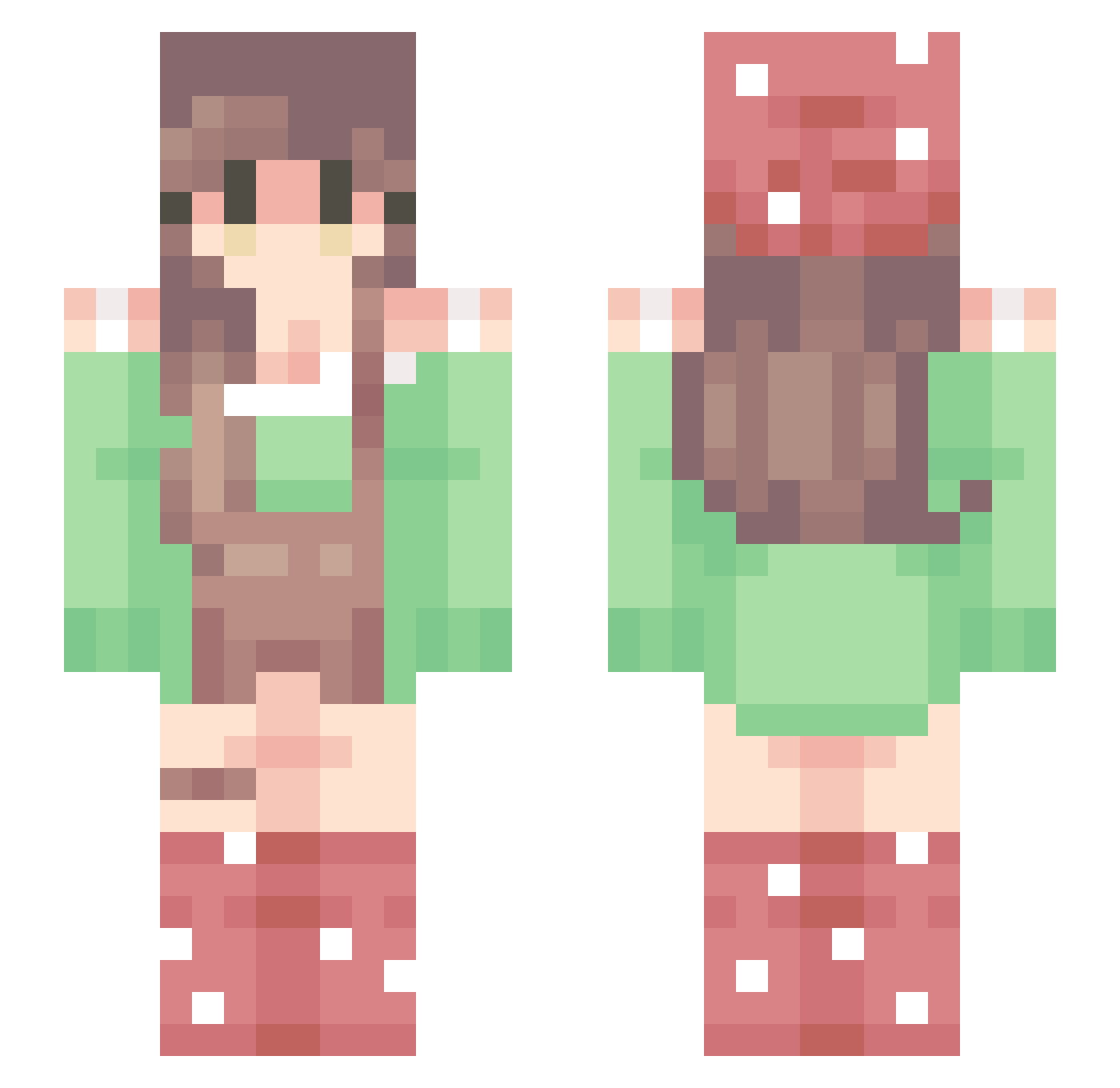 salettte Minecraft skin, front and back view