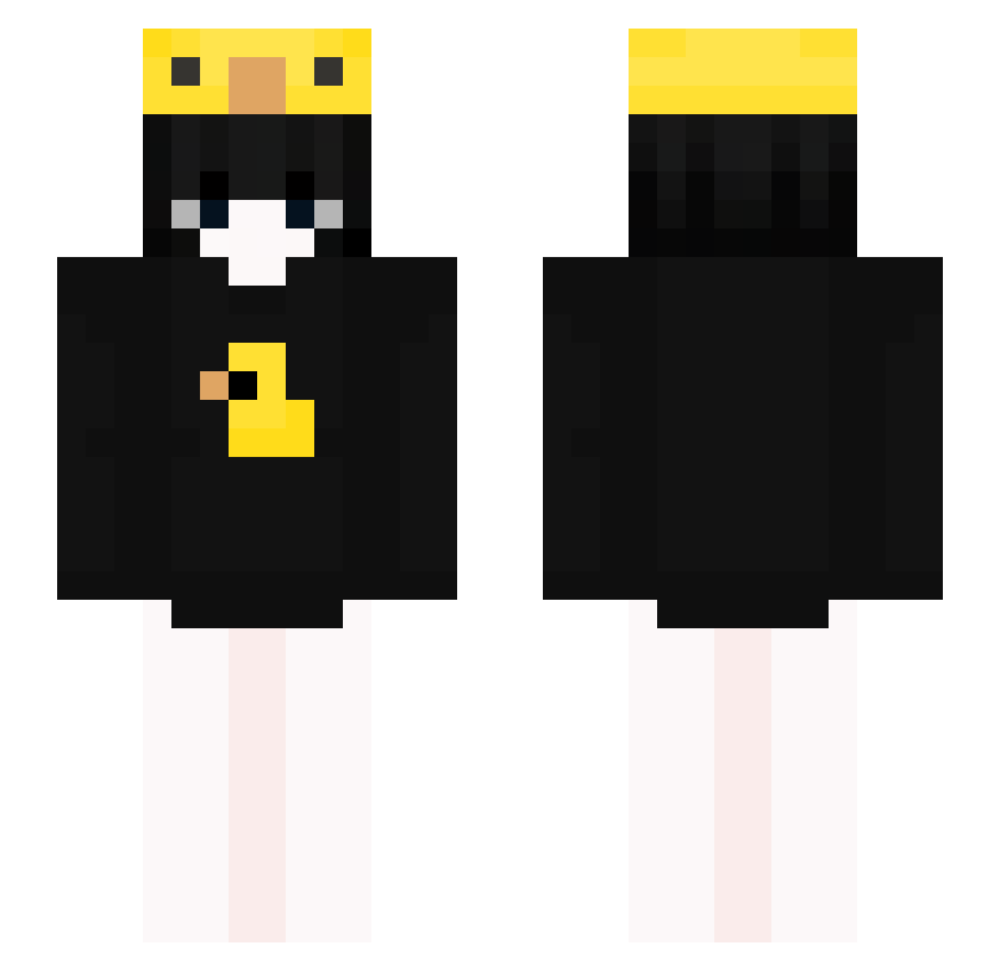 Yoki_Sad Minecraft skin, front and back view
