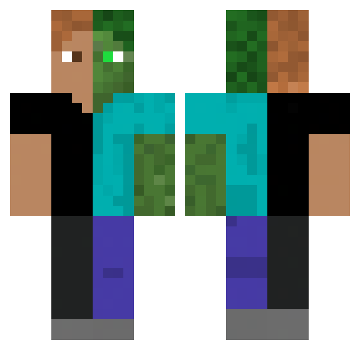 beanin91 Minecraft skin, front and back view