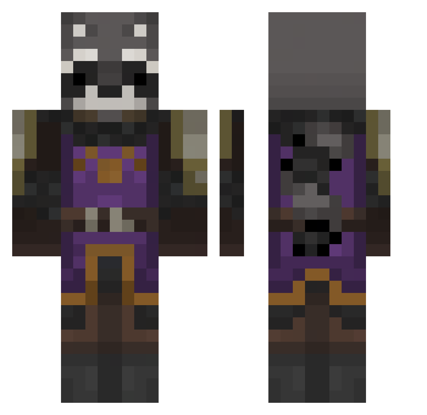 Blue_Knacki Minecraft skin, front and back view