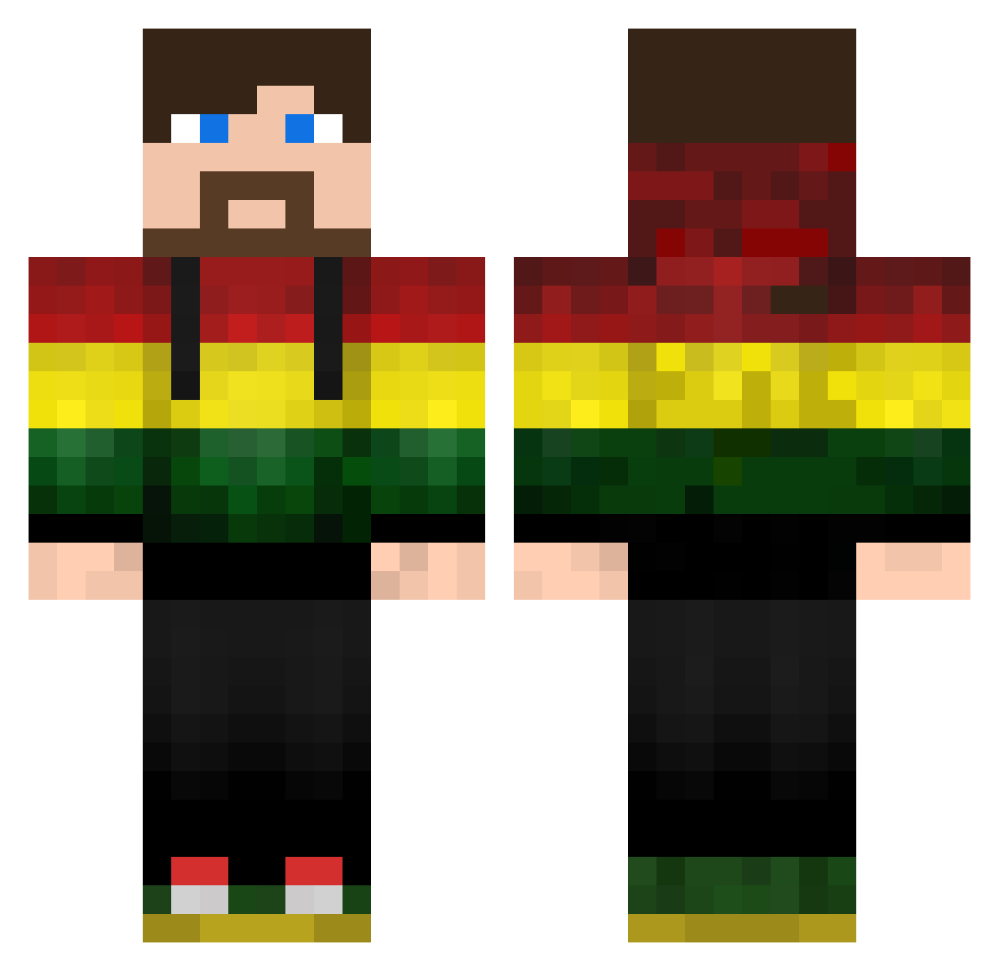 blazeyman Minecraft skin, front and back view