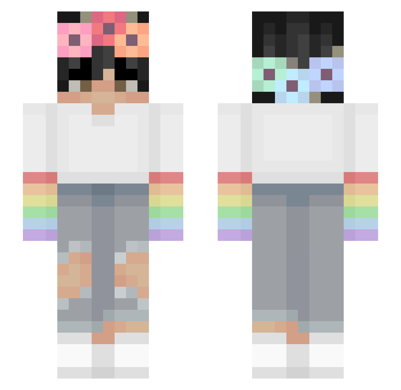 PridePog Minecraft skin, front and back view