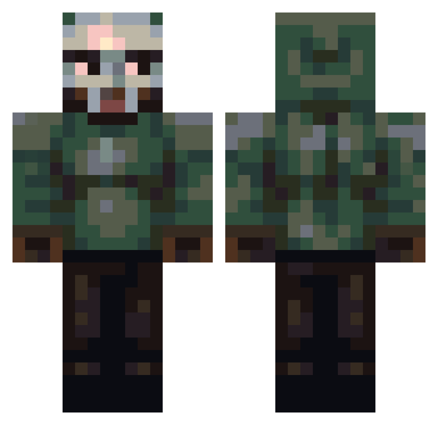 Binnen Minecraft skin, front and back view
