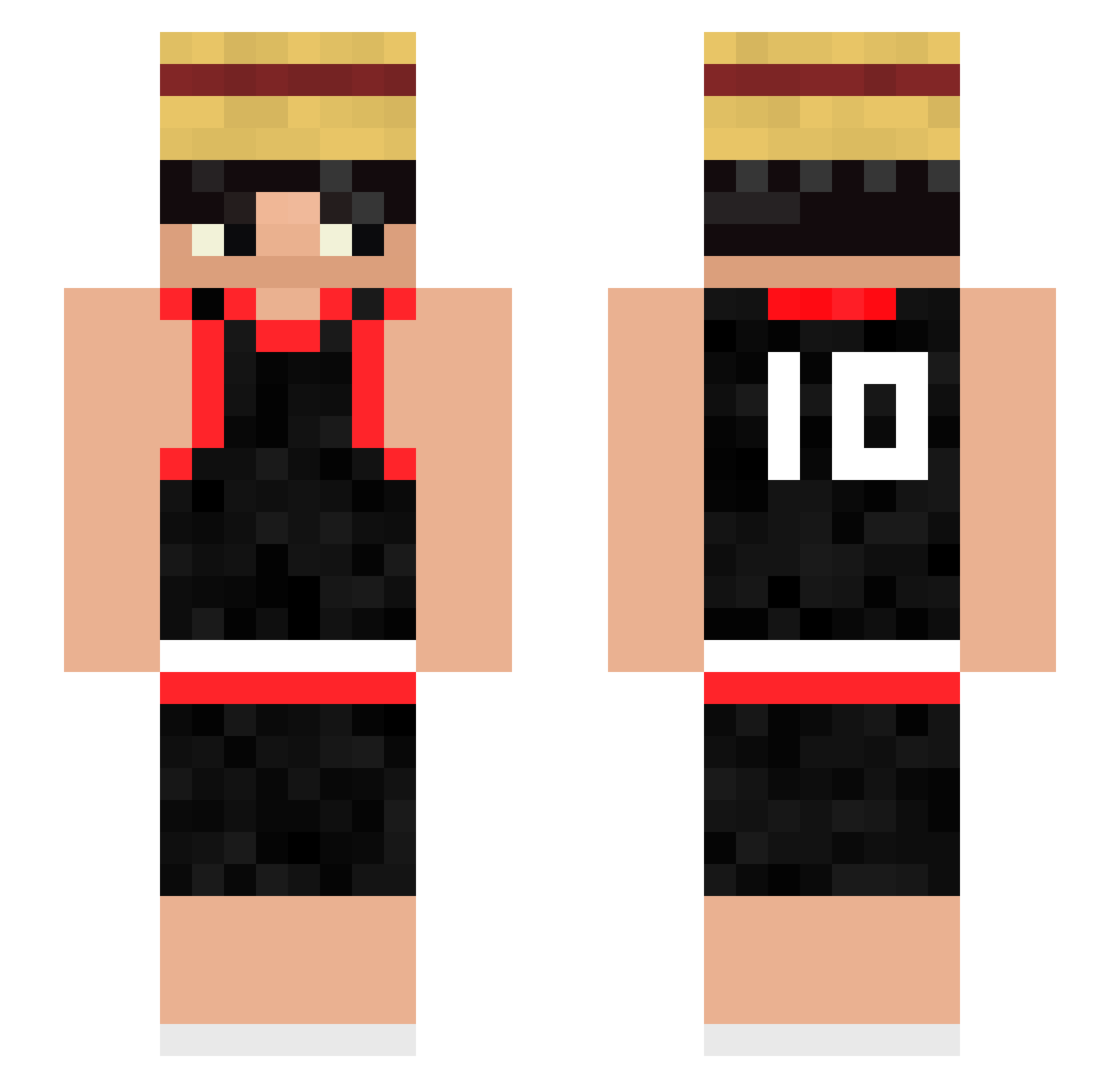 pfyn Minecraft skin, front and back view