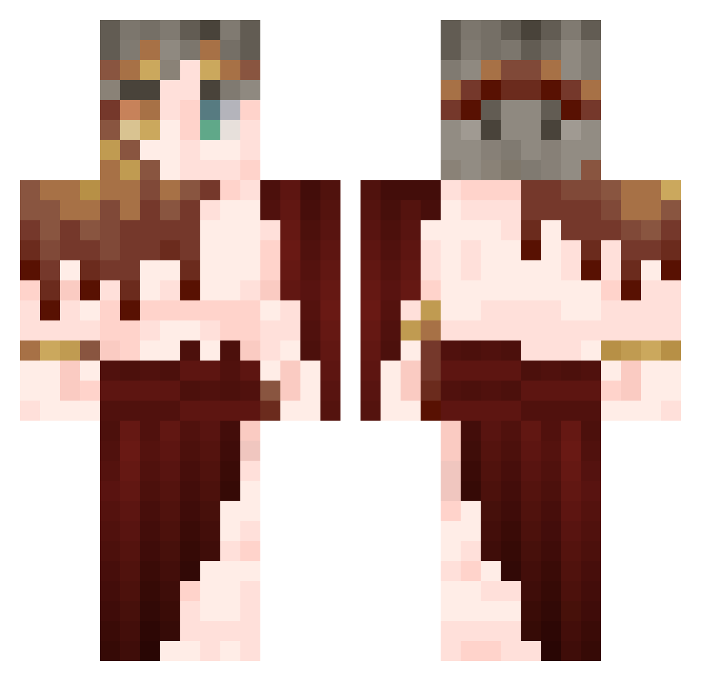 Aascet Minecraft skin, front and back view
