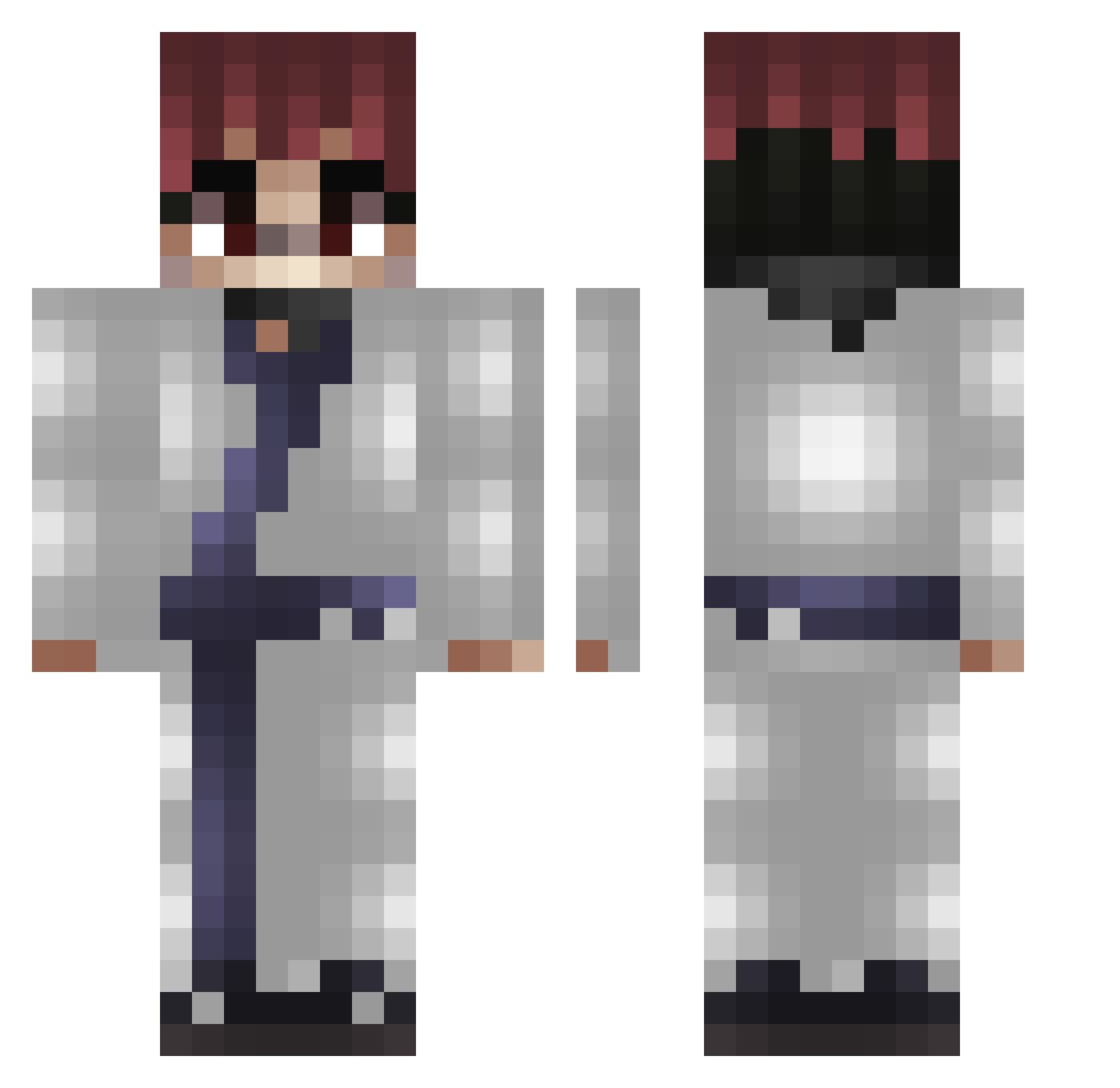 Tavkr Minecraft skin, front and back view