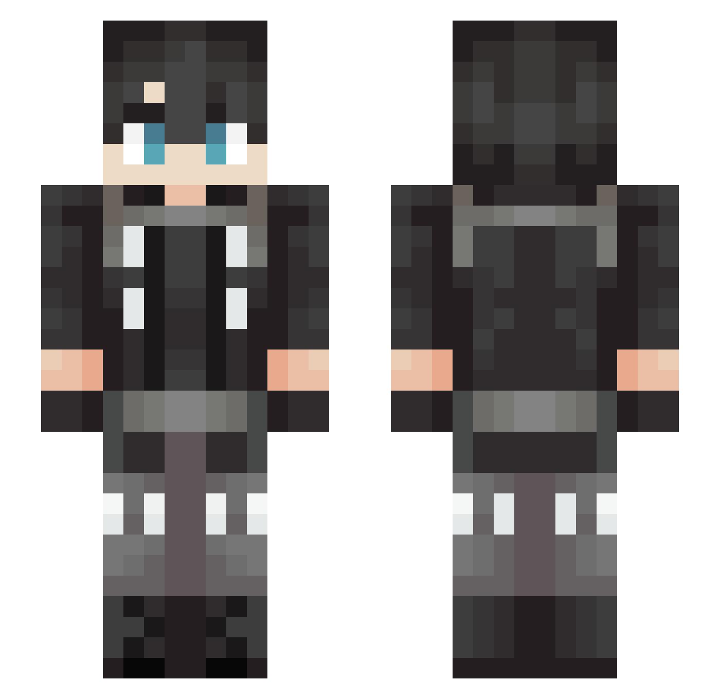 BAN80000 Minecraft skin, front and back view