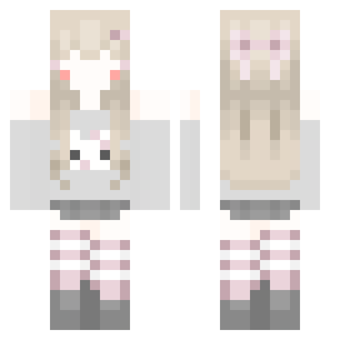 LuvMilky76 Minecraft skin, front and back view