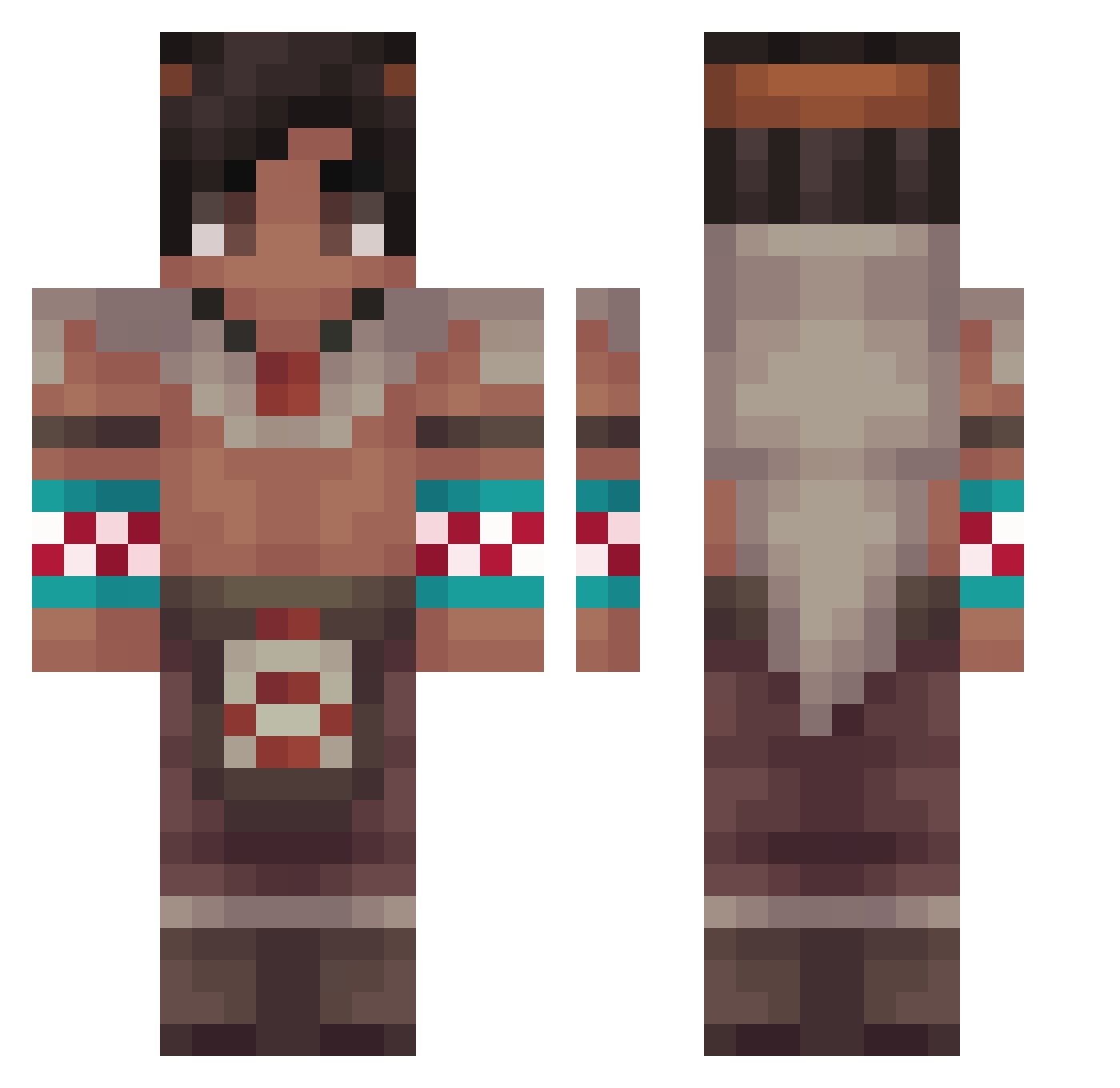 Ashrke25 Minecraft skin, front and back view