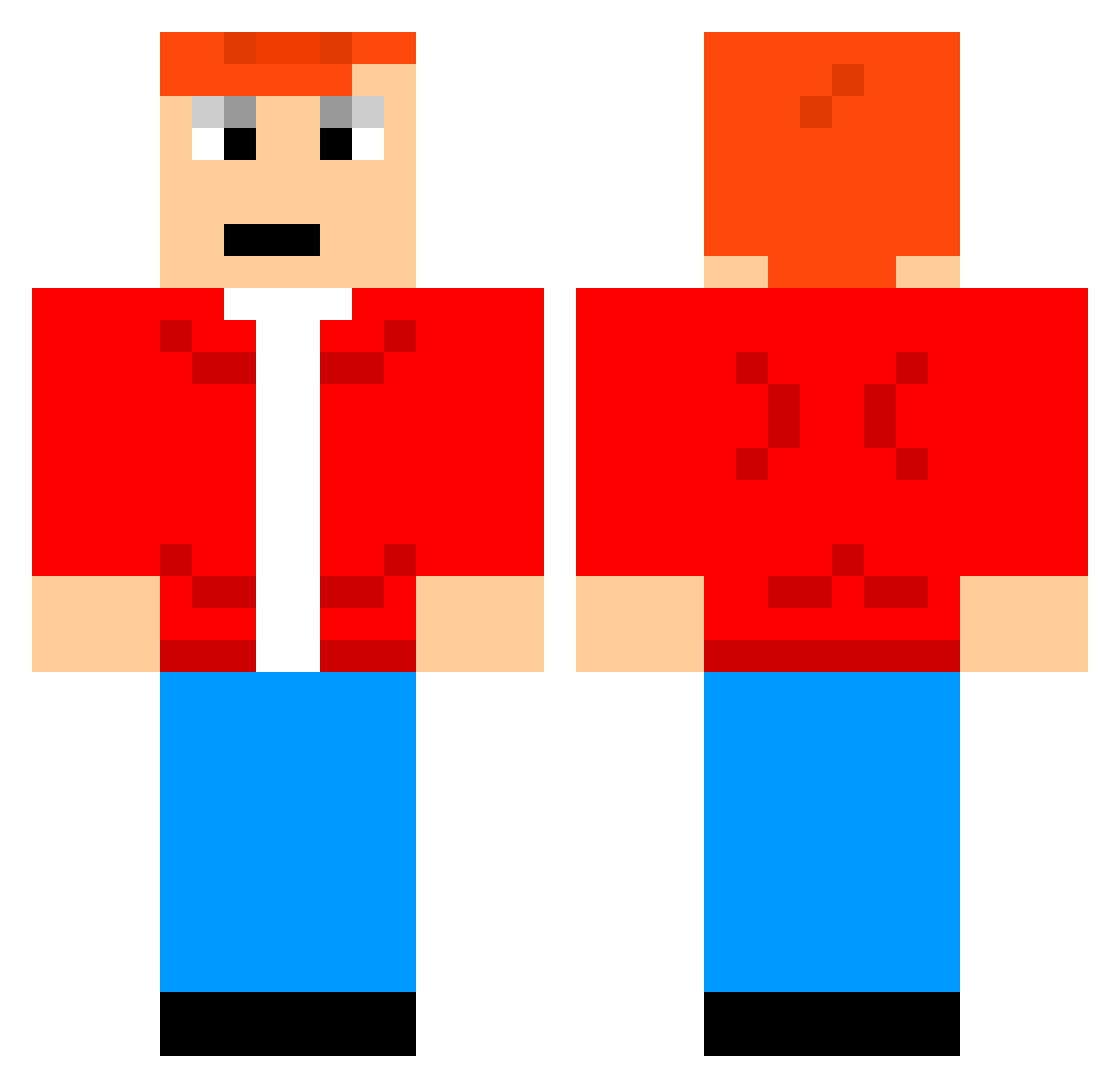 smithies Minecraft skin, front and back view