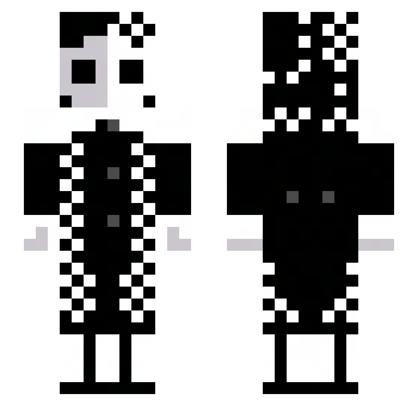 desrever_ Minecraft skin, front and back view
