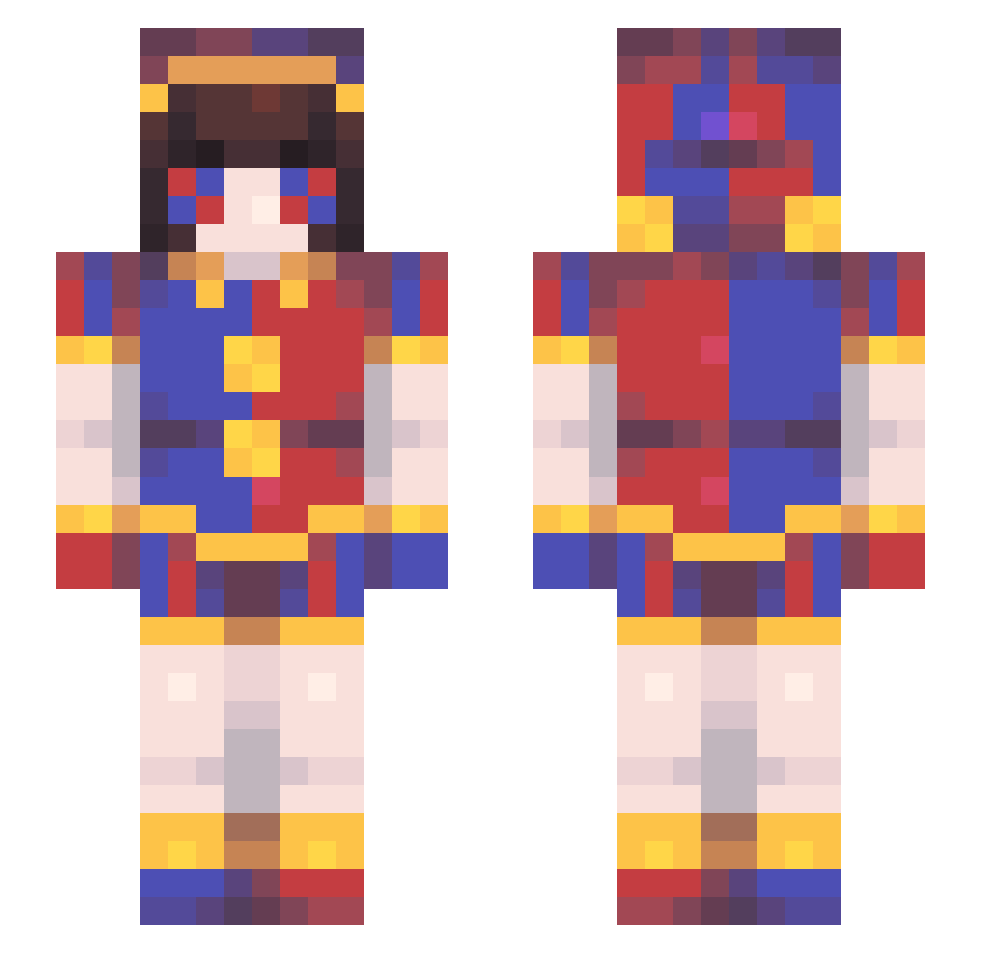 2Sunny4U_ Minecraft skin, front and back view