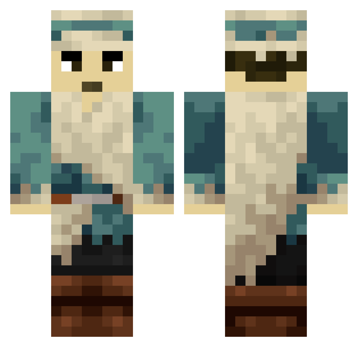 javicrc Minecraft skin, front and back view