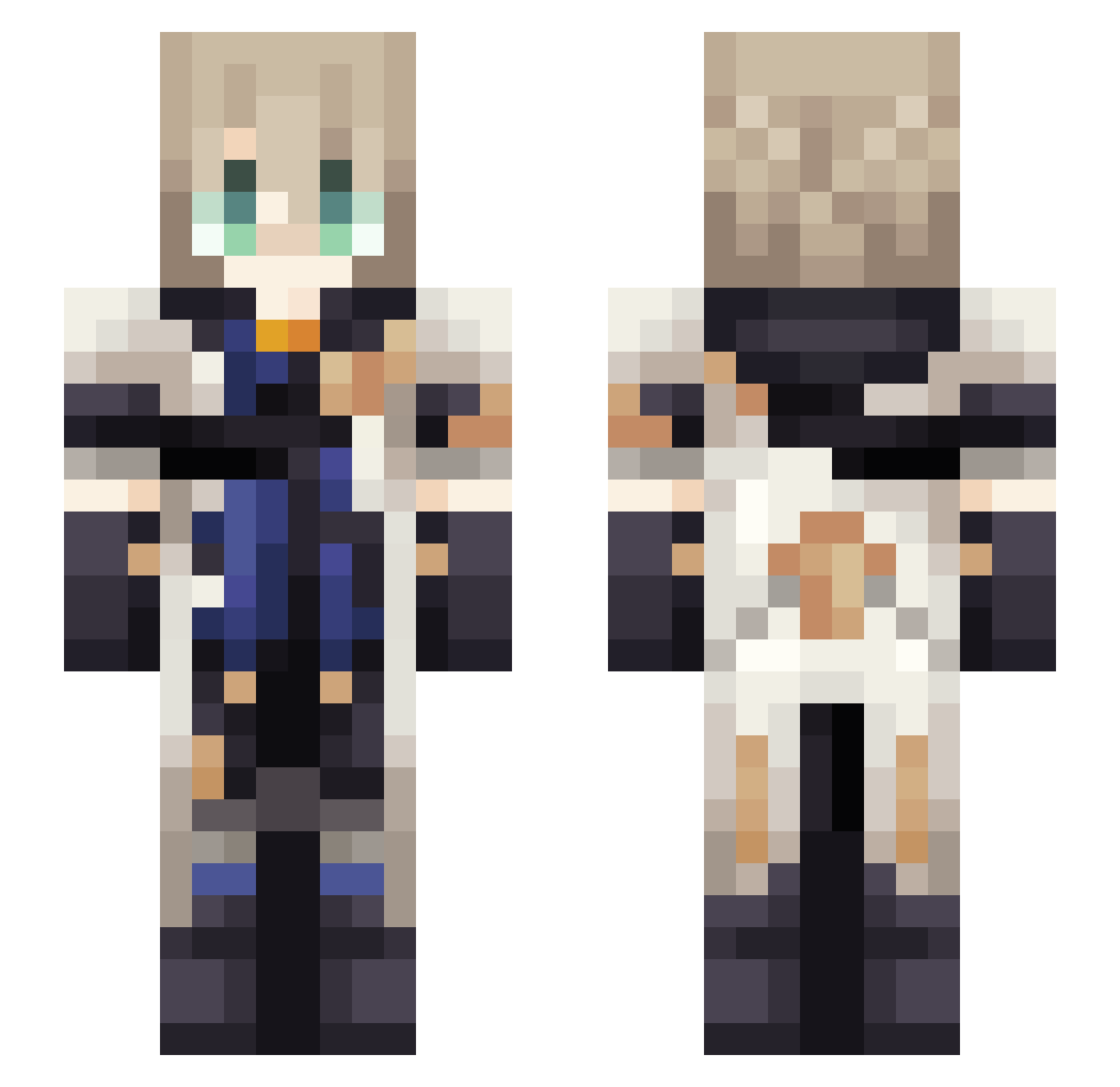 YuiCadabra Minecraft skin, front and back view