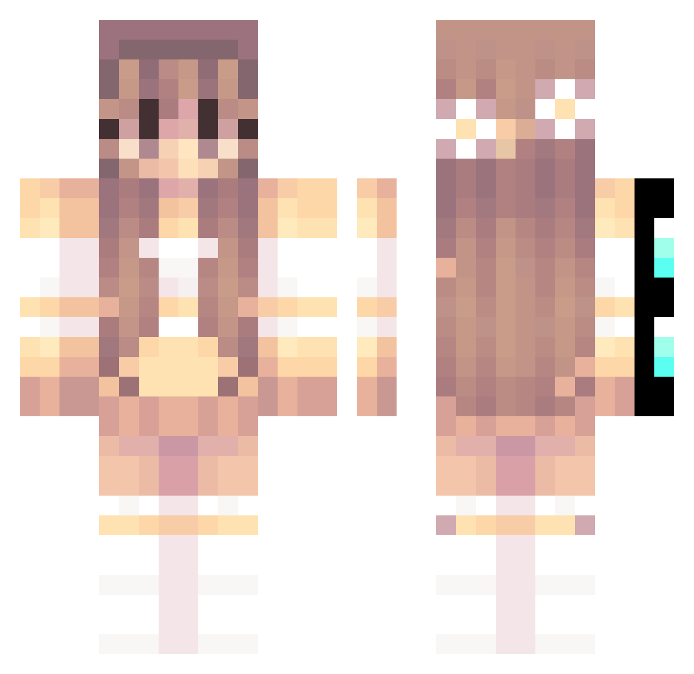 LivNasty Minecraft skin, front and back view