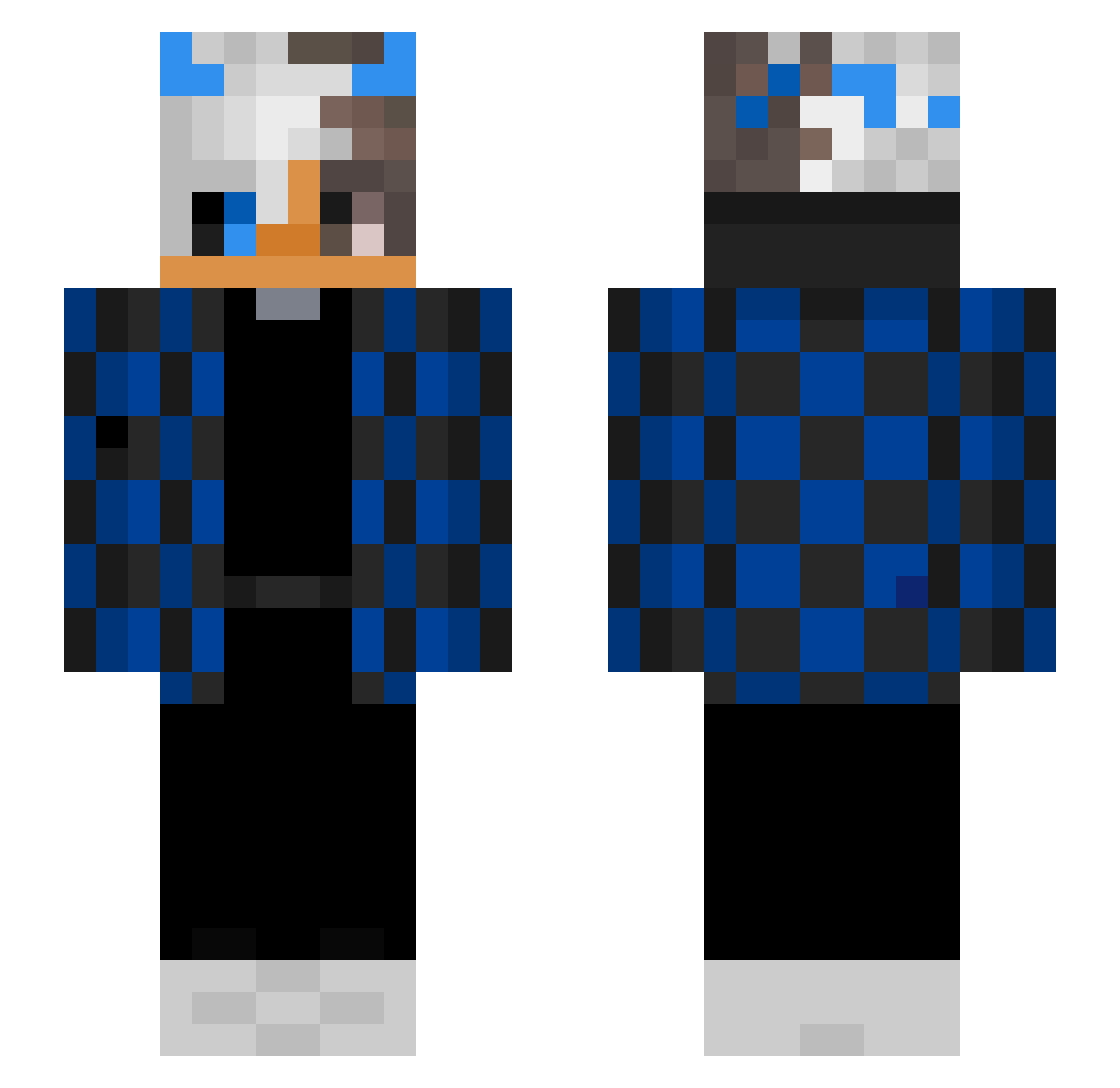 Zedential Minecraft skin, front and back view