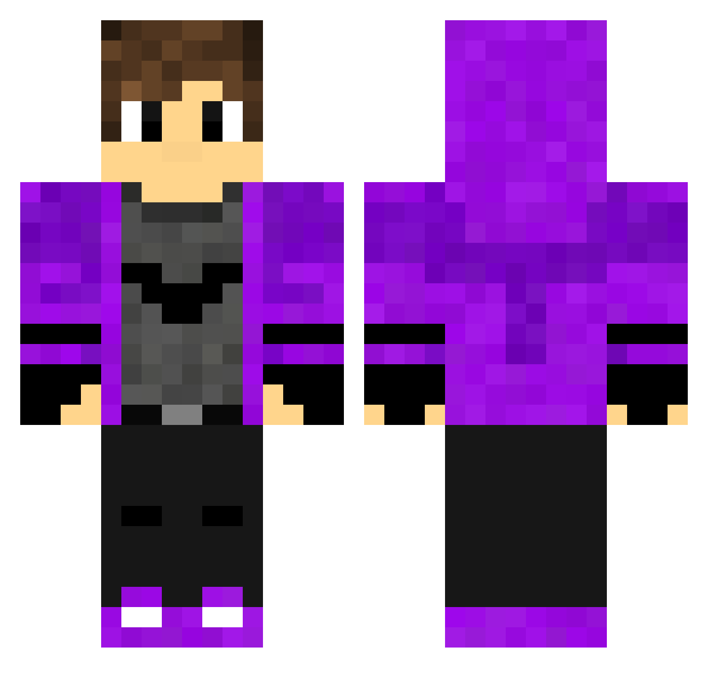 Rykeee Minecraft skin, front and back view