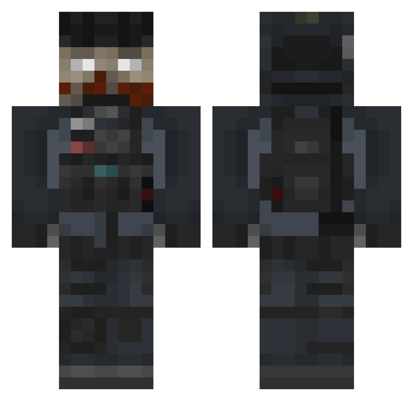 Nyxing Minecraft skin, front and back view