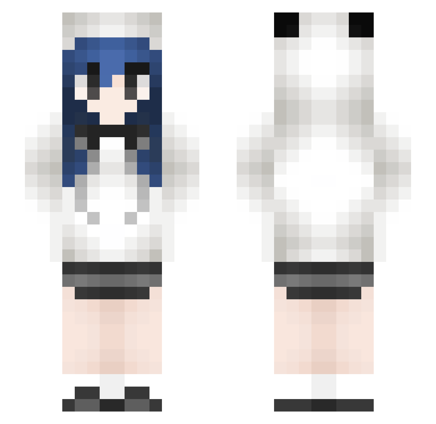 PowerFrag Minecraft skin, front and back view