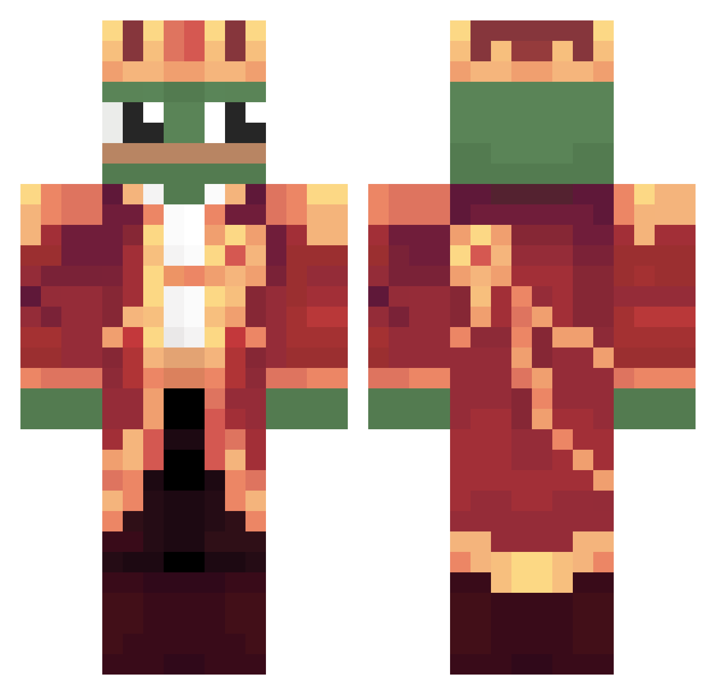 F3shy Minecraft skin, front and back view