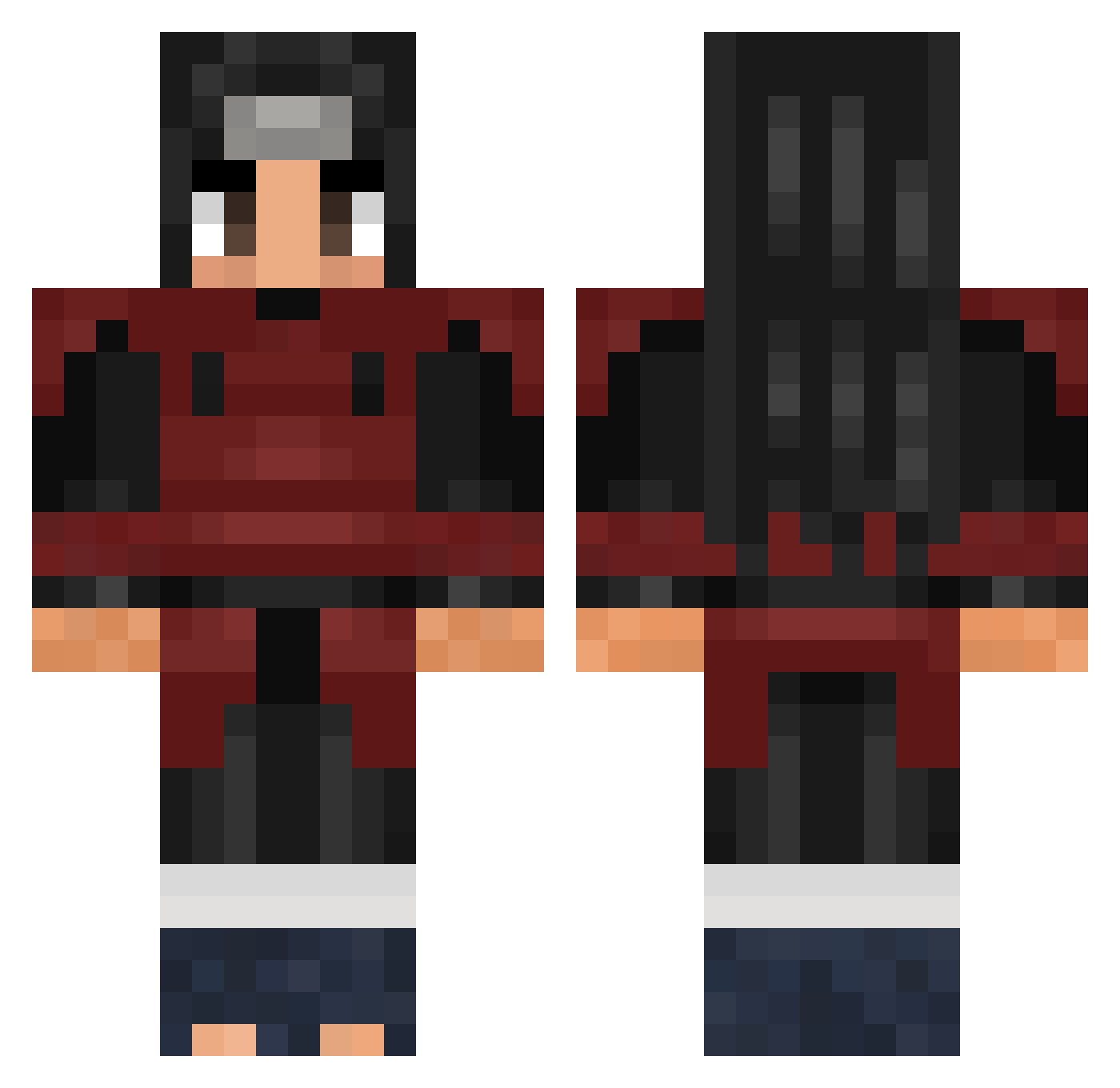 LuloxSenpai Minecraft skin, front and back view