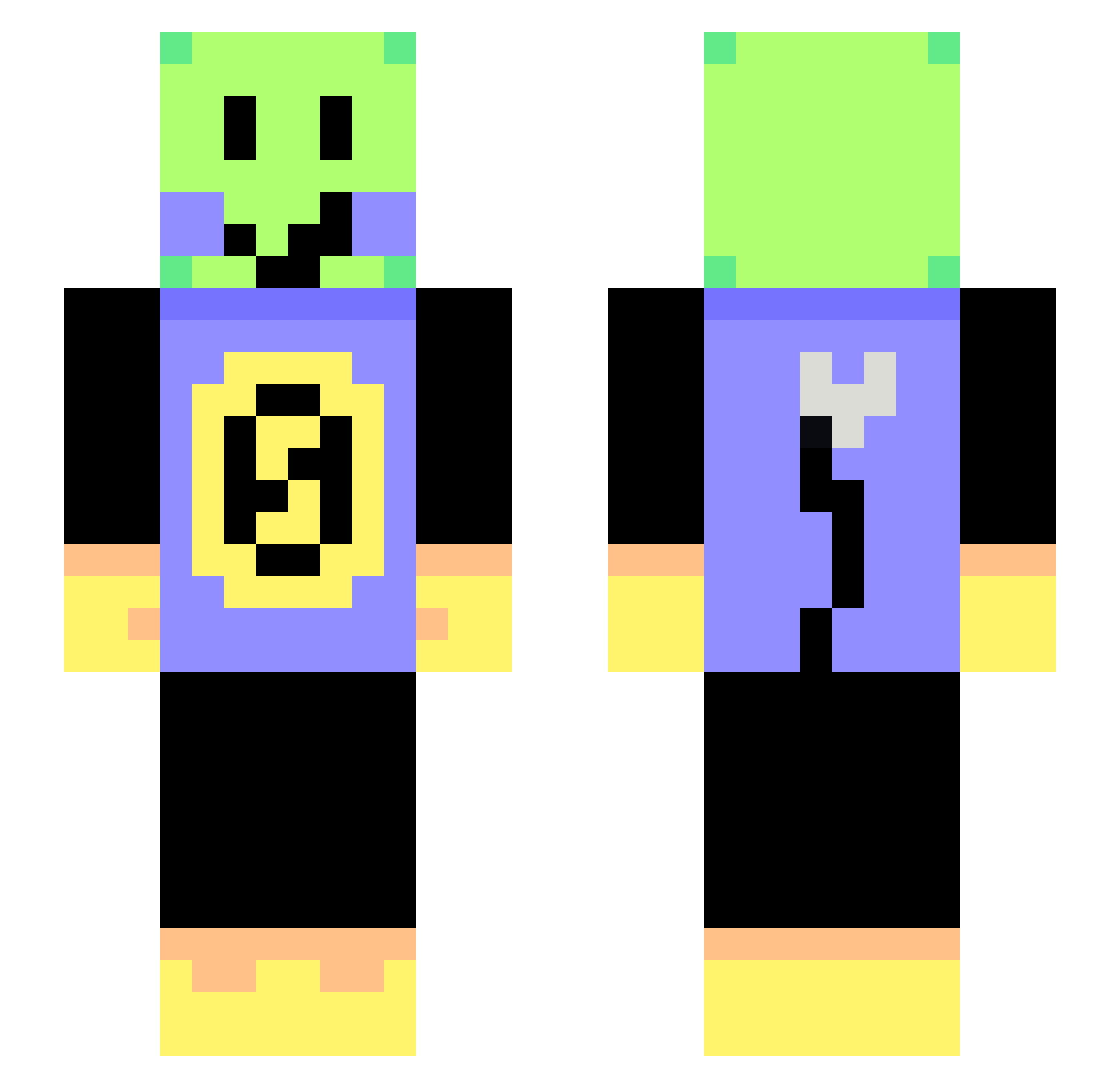 phuwn Minecraft skin, front and back view