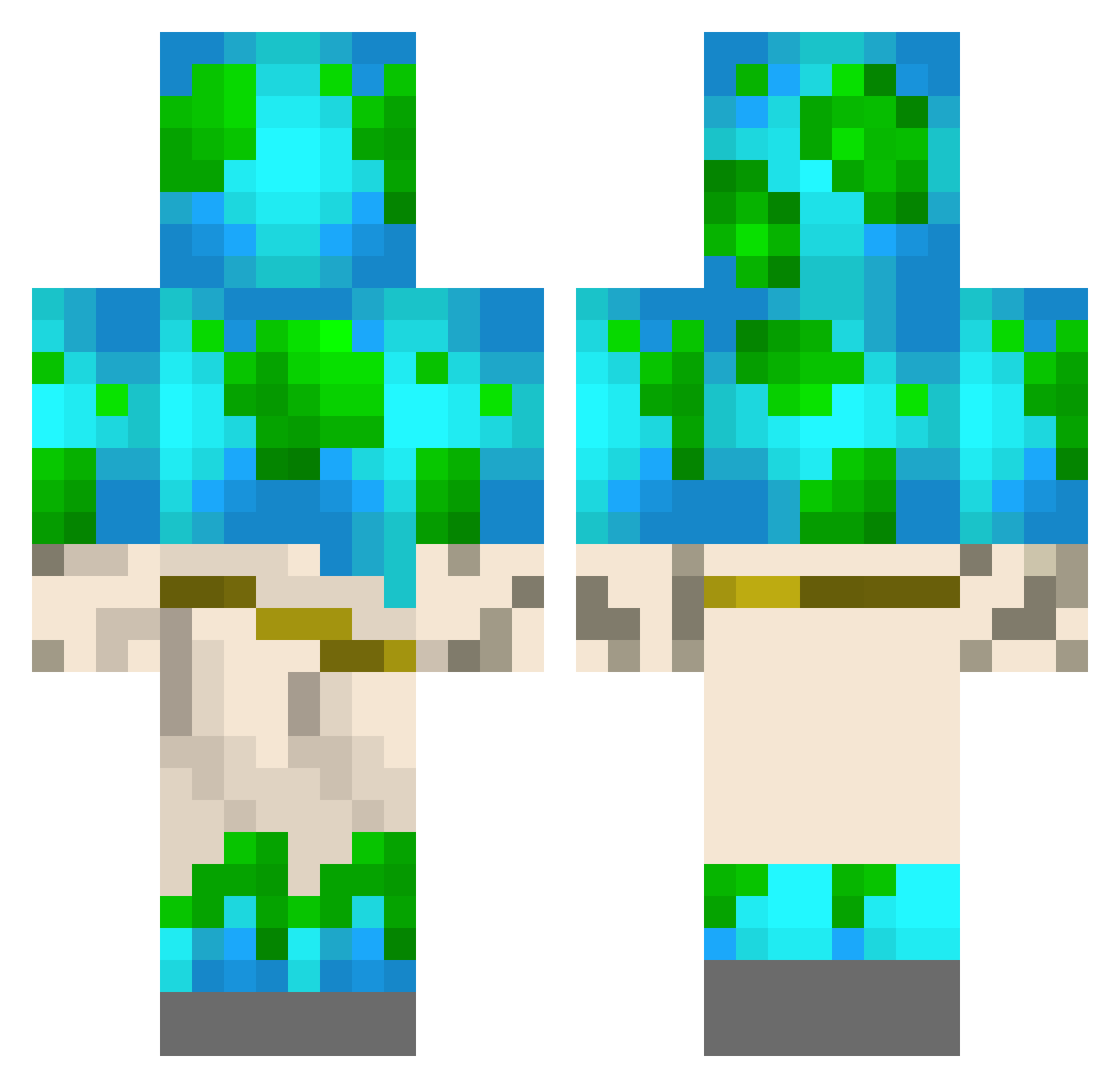 TheRealVAT0S Minecraft skin, front and back view