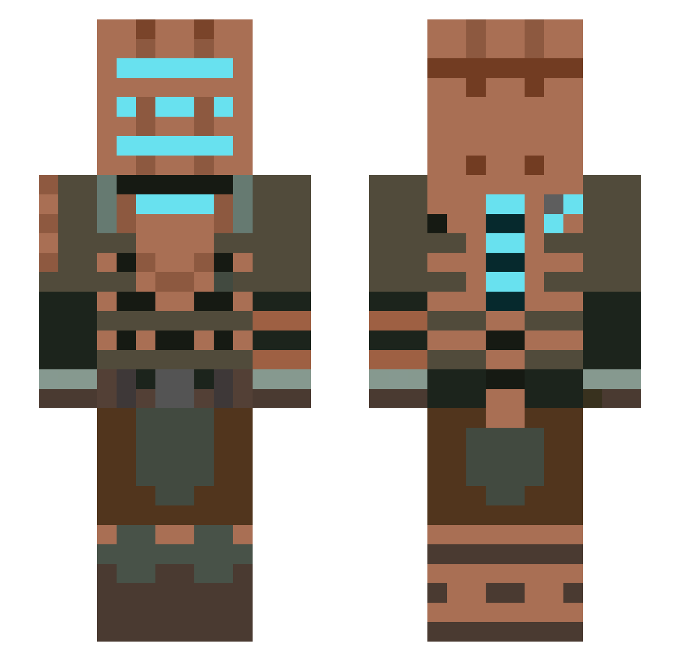 Wasee Minecraft skin, front and back view