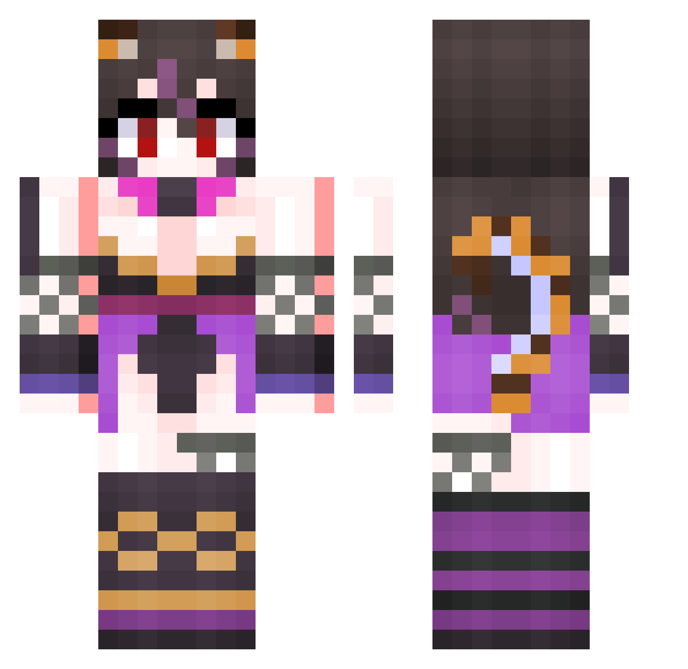 taive0 Minecraft skin, front and back view