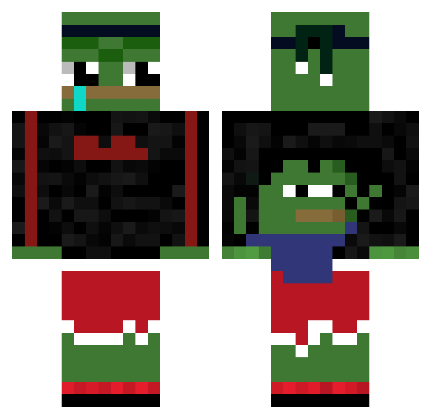 Cerberussss Minecraft skin, front and back view
