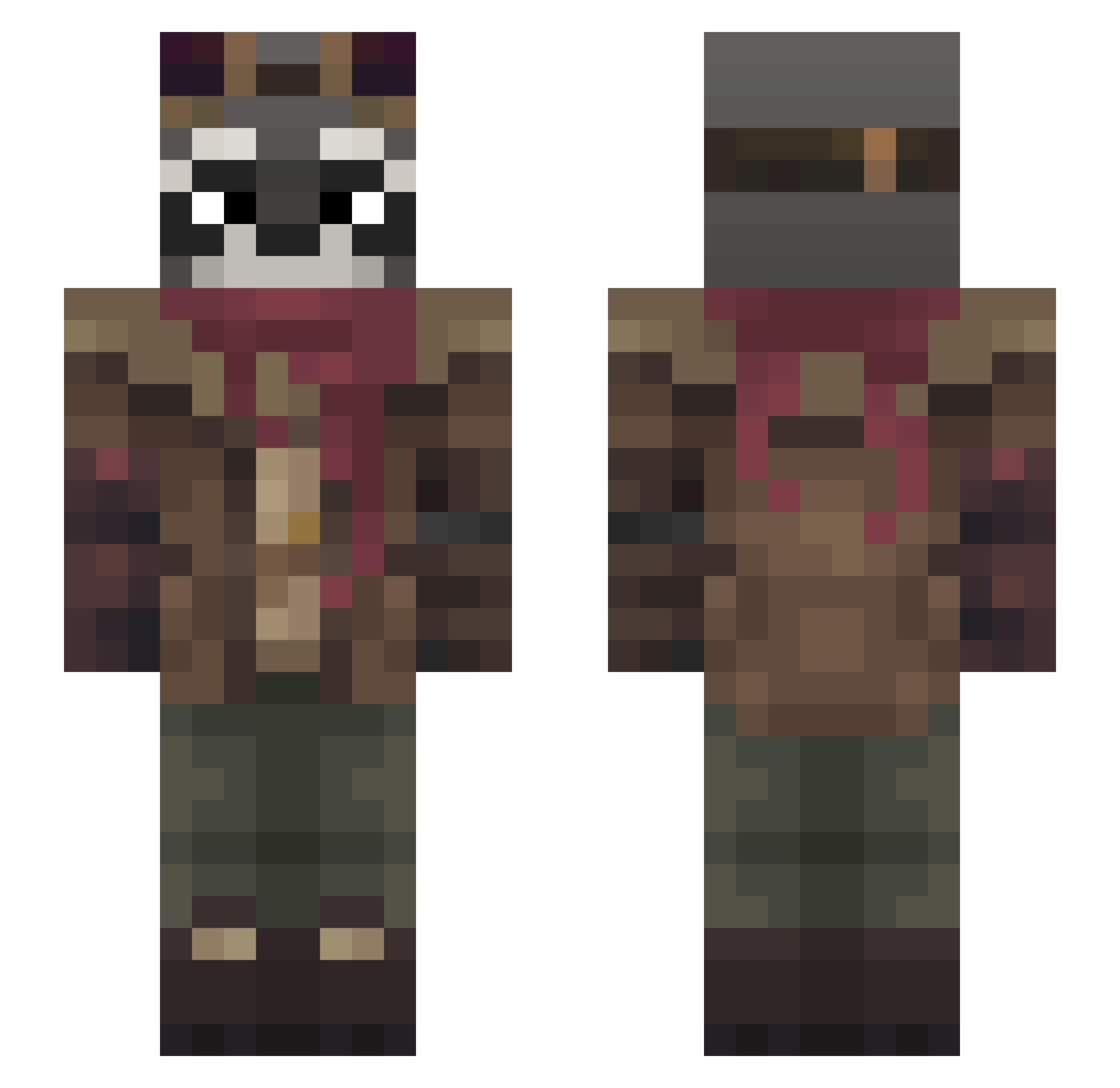 wispawel Minecraft skin, front and back view