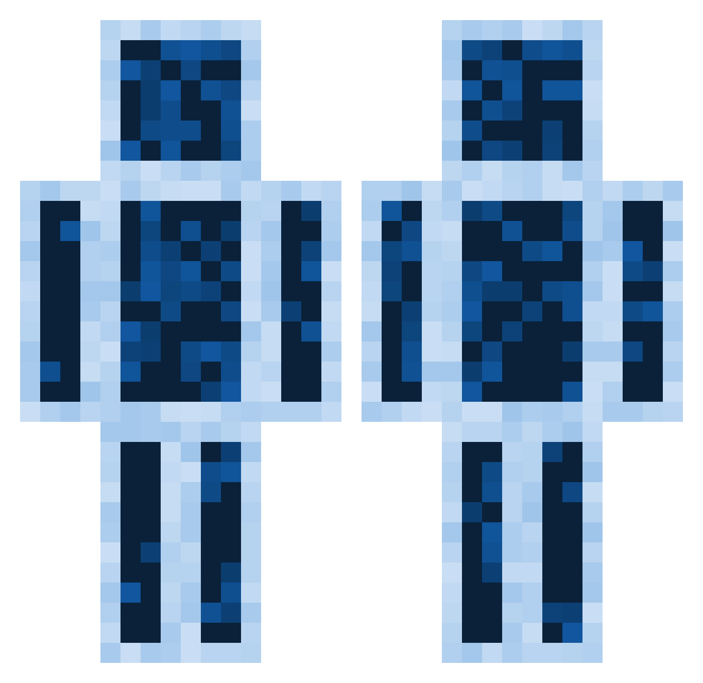 Mancexd Minecraft skin, front and back view