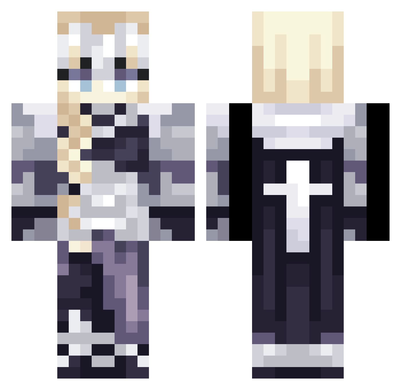 Bubbalicious24 Minecraft skin, front and back view